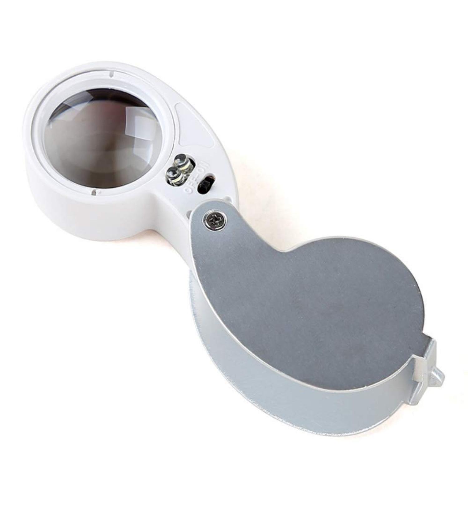Magnifier Mini 40X Jewelers Power Magnifier Loupe Magnifier Eyes Jewelry Shop Silver LED Lights Folding Magnifier Jeweler Magnifier - Buy Online on GoSupps.com
