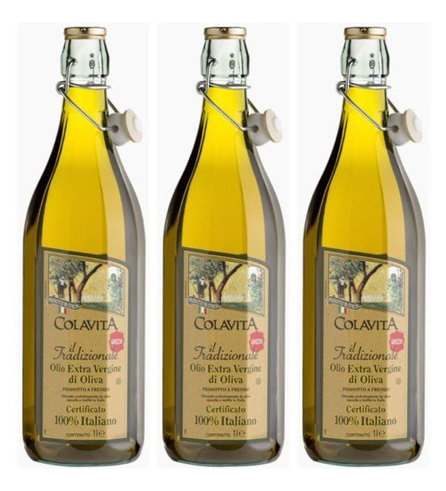 Colavita Colavita Extra Virgin 'Il Tradizionale' Lot de 3 flacons d'huile d'olive 100 % italiano 1000 ml