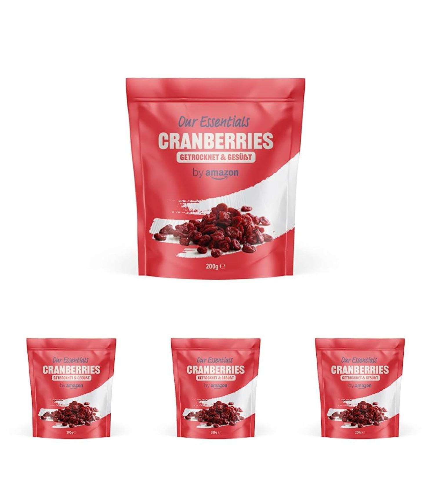 Buy Dried & Sweetened Cranberries by Amazon - 200g (Pack of 4) | International Shipping Available - Buy Online on GoSupps.com