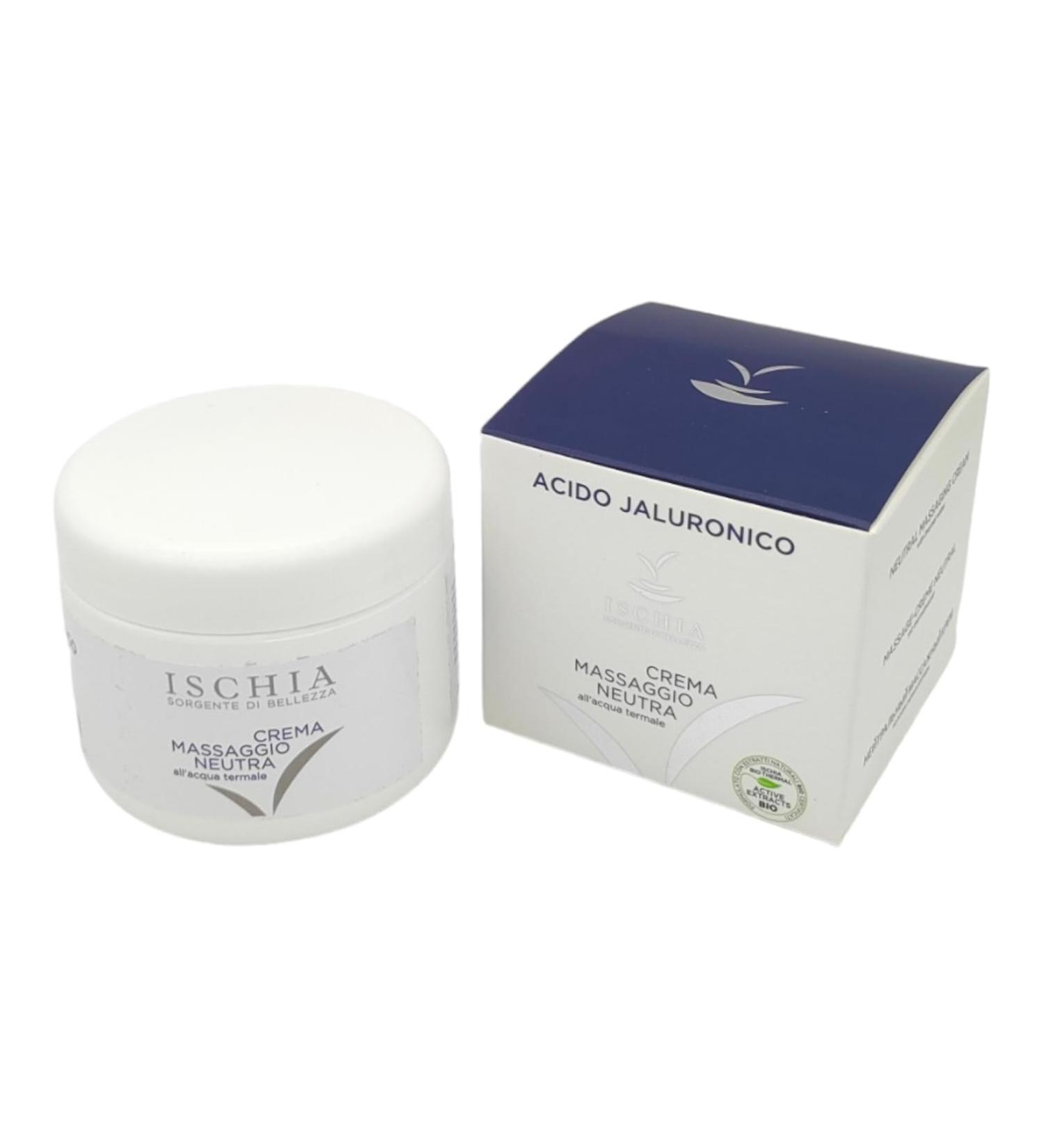 Ischia Sorgente di Bellezza ISB - Neutral massage cream with a gentler high-performance formula 250 ml with biotech hyaluronic acid based on thermal water from the island of Ischia