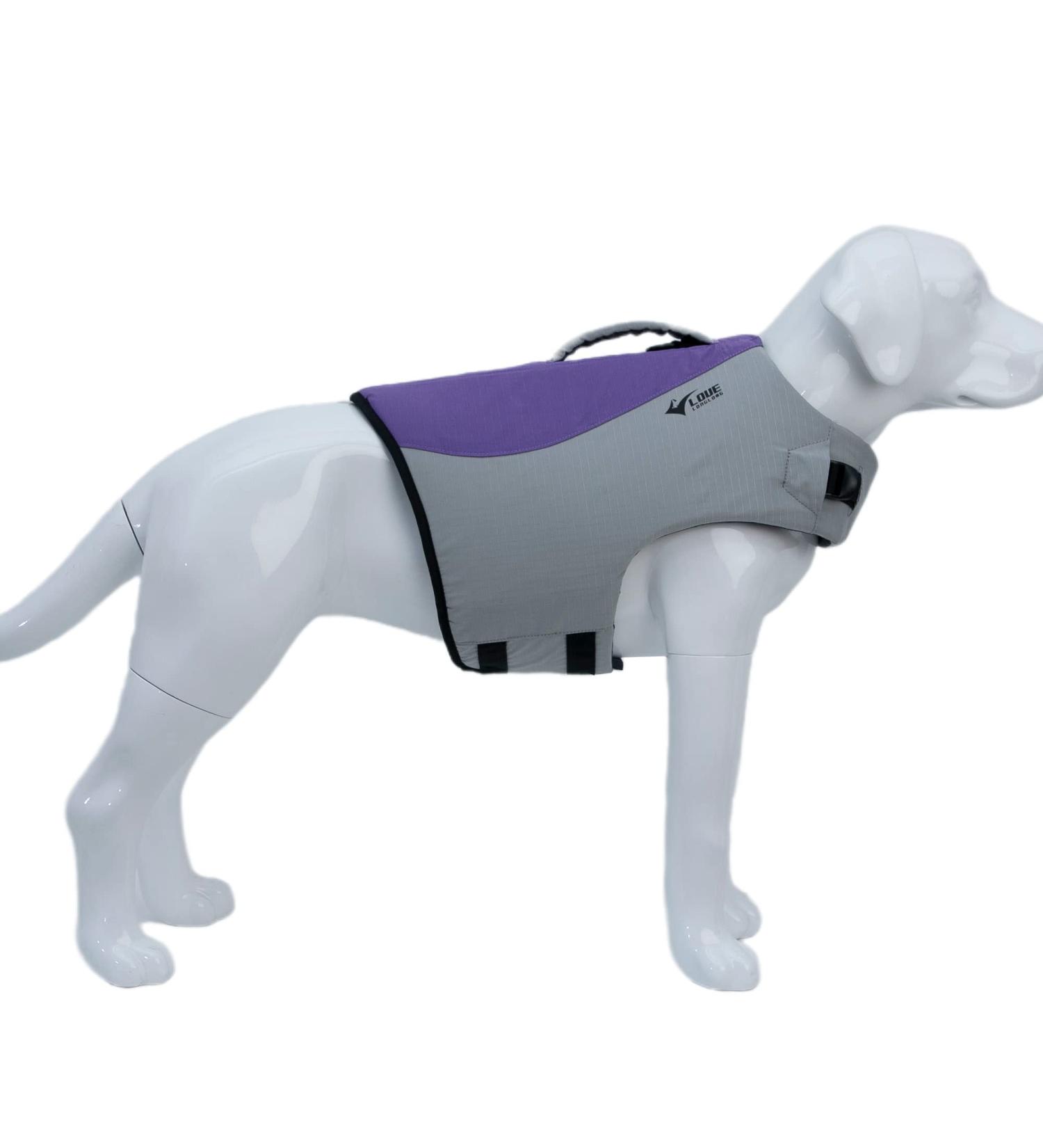 Sport Style Dog Life Jacket | Buoyant Safety Vest w/ Rescue Handle for Small, Medium & Large Dogs - Purple XL (Bust 32-36) - Buy Online on GoSupps.com