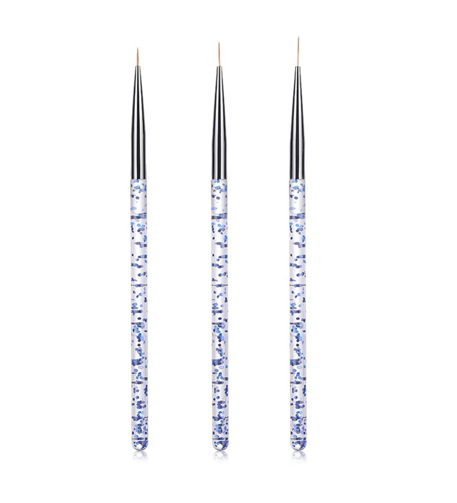 3-Pack Blue Nail Art Brushes Set | Professional Detailed DIY Tools for Nail Art Design - Buy Online on GoSupps.com