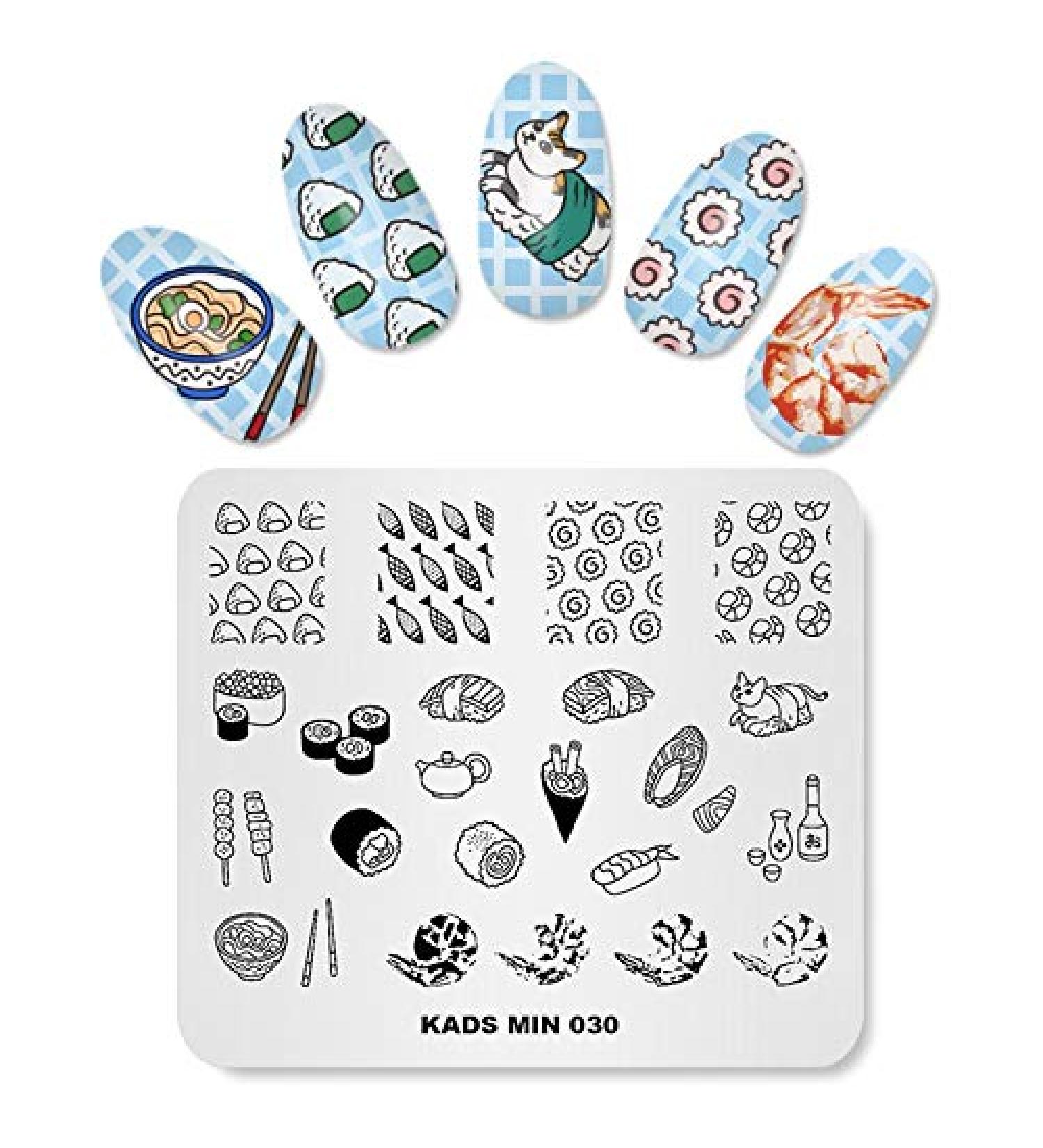 Nail Stamp Plate - Japanese Sushi & Shrimp Design Templates for DIY Nail Art | G00028-030 - Buy Online on GoSupps.com