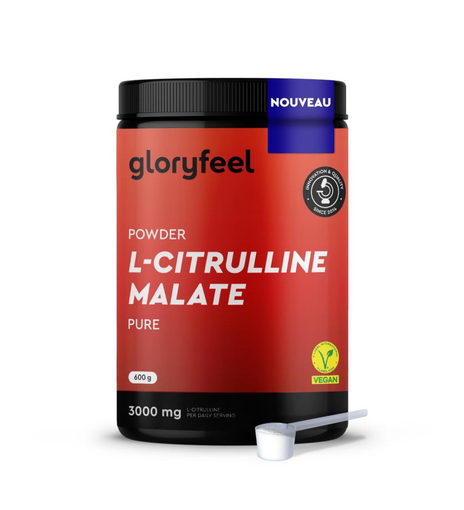 L-Citrulline Malate 2:1 Powder 600g - Highly Dosed Pre-Workout Amino Acid - 4800mg Citrulline Malate - Optimal Solubility & Maximum Purity - Laboratory Tested Vegan & No Additives - Buy Online on GoSupps.com