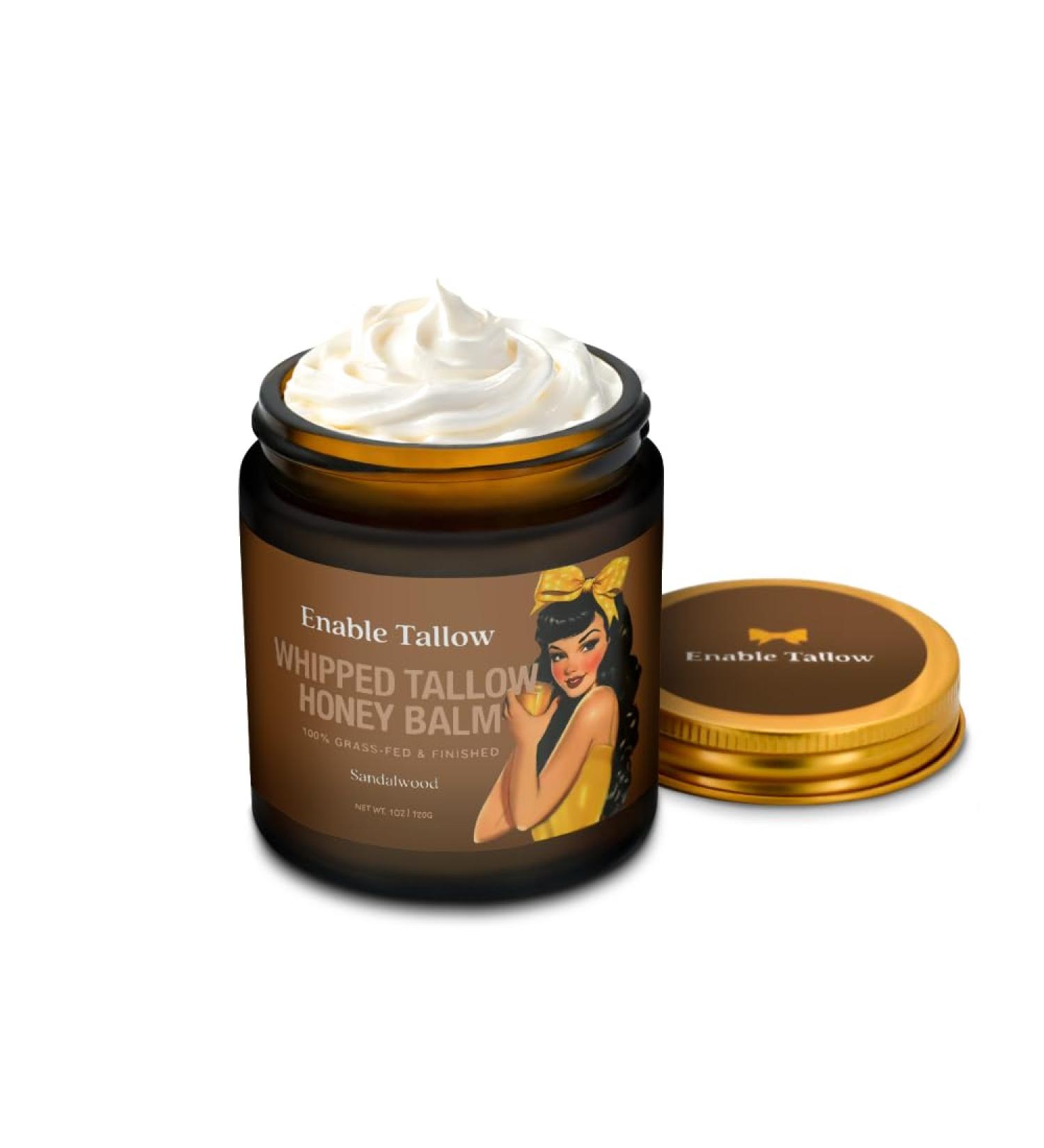 Enable Tallow Face & Body Cream Whipped Beef Tallow & Manuka Honey Balm for Dry Skin Eczema & Sensitive Skin Natural Moisturizer Sandalwood Scent 4oz - Buy Online on GoSupps.com