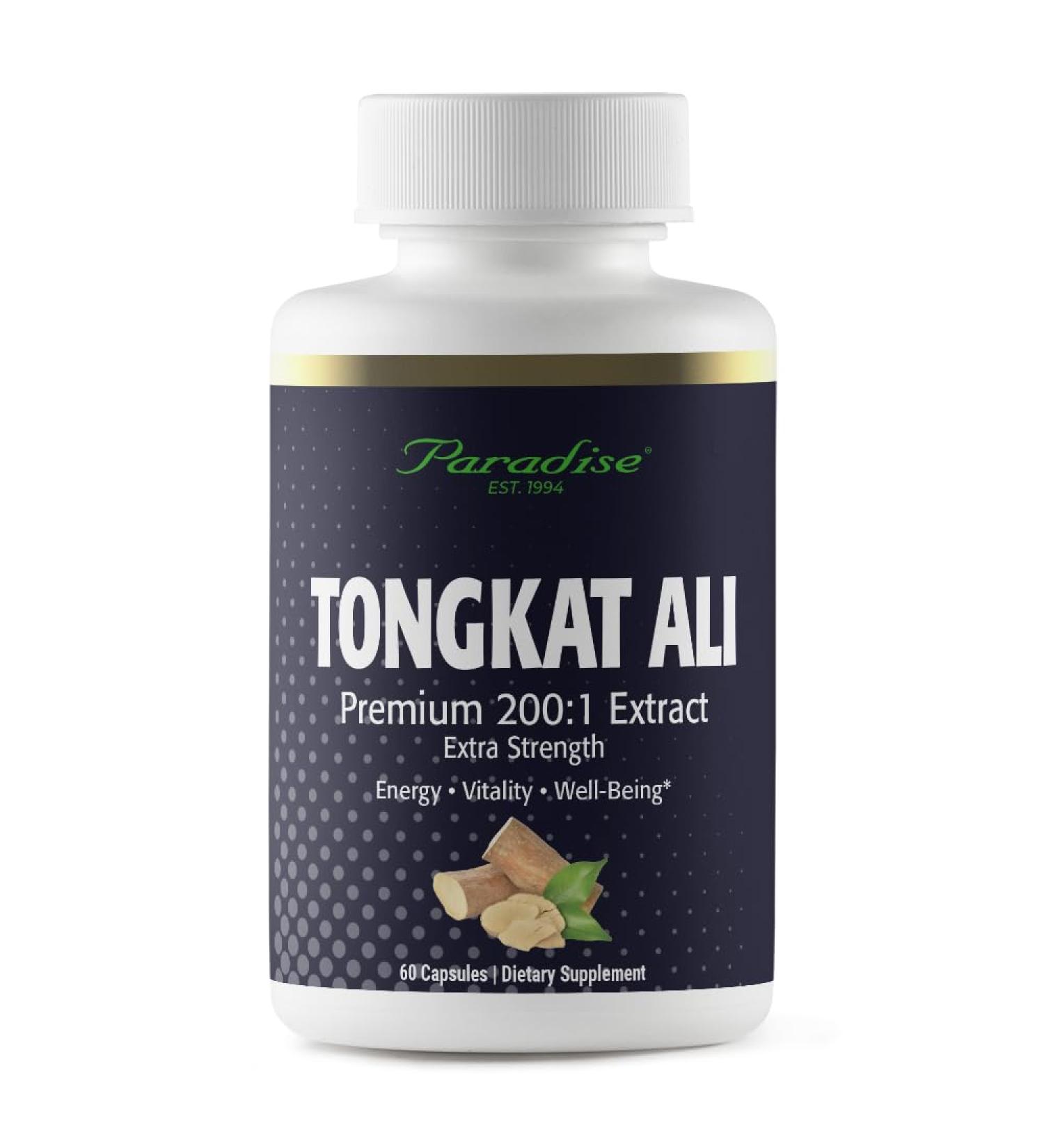 Paradise Herbs Tongkat Ali Premium 200:1 Extract Extra Strength Supports Energy Vitality & Overall Well Being 60 Capsules 60 Count (Pack of 1) - Buy Online on GoSupps.com