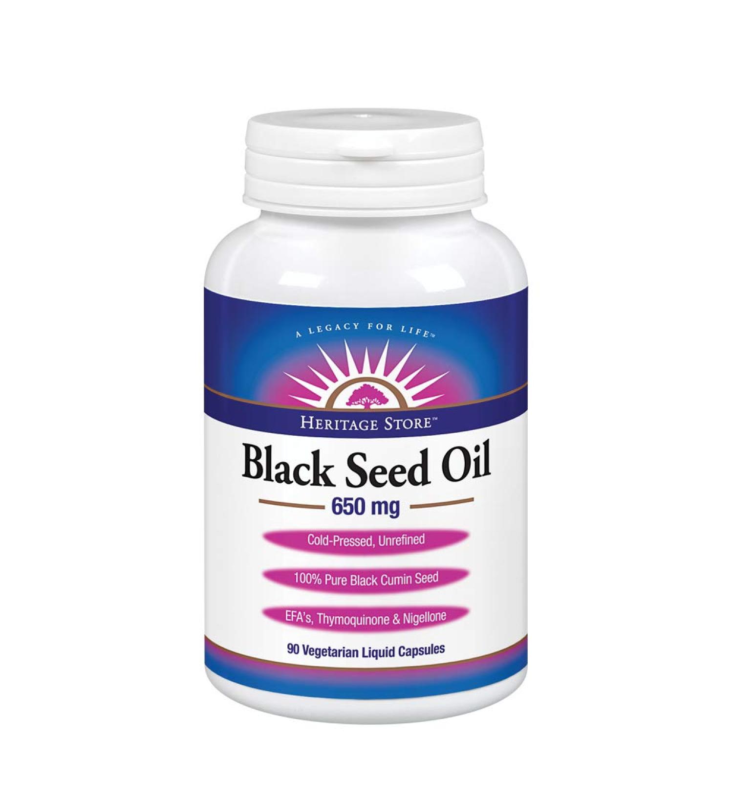 Heritage Store Black Seed Oil 650mg - 90 Capsules | 60-Day Money Back Guarantee - Buy Online on GoSupps.com