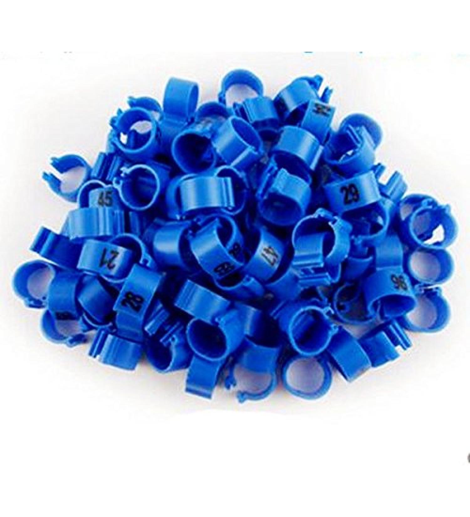 freen-p 100pcs/lot Color Birds Numbered Birds Duck Chicken Leg Bands 14mm Chicken Rings (Blue)