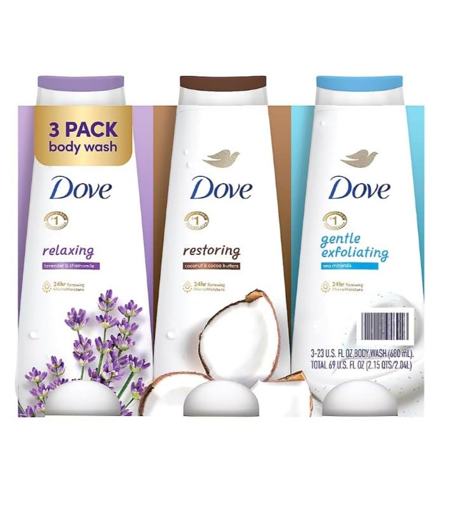 Dove Relax Exfoliate & Restore Body Wash Variety Pack 3 pk./23 oz.