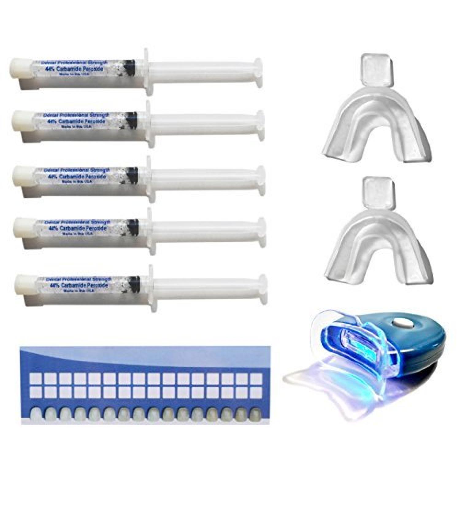 Teeth Whitening Kit with 44% Carbamide Peroxide Gel, LED Accelerator Light, Trays & Shade Guide - Buy Online on GoSupps.com