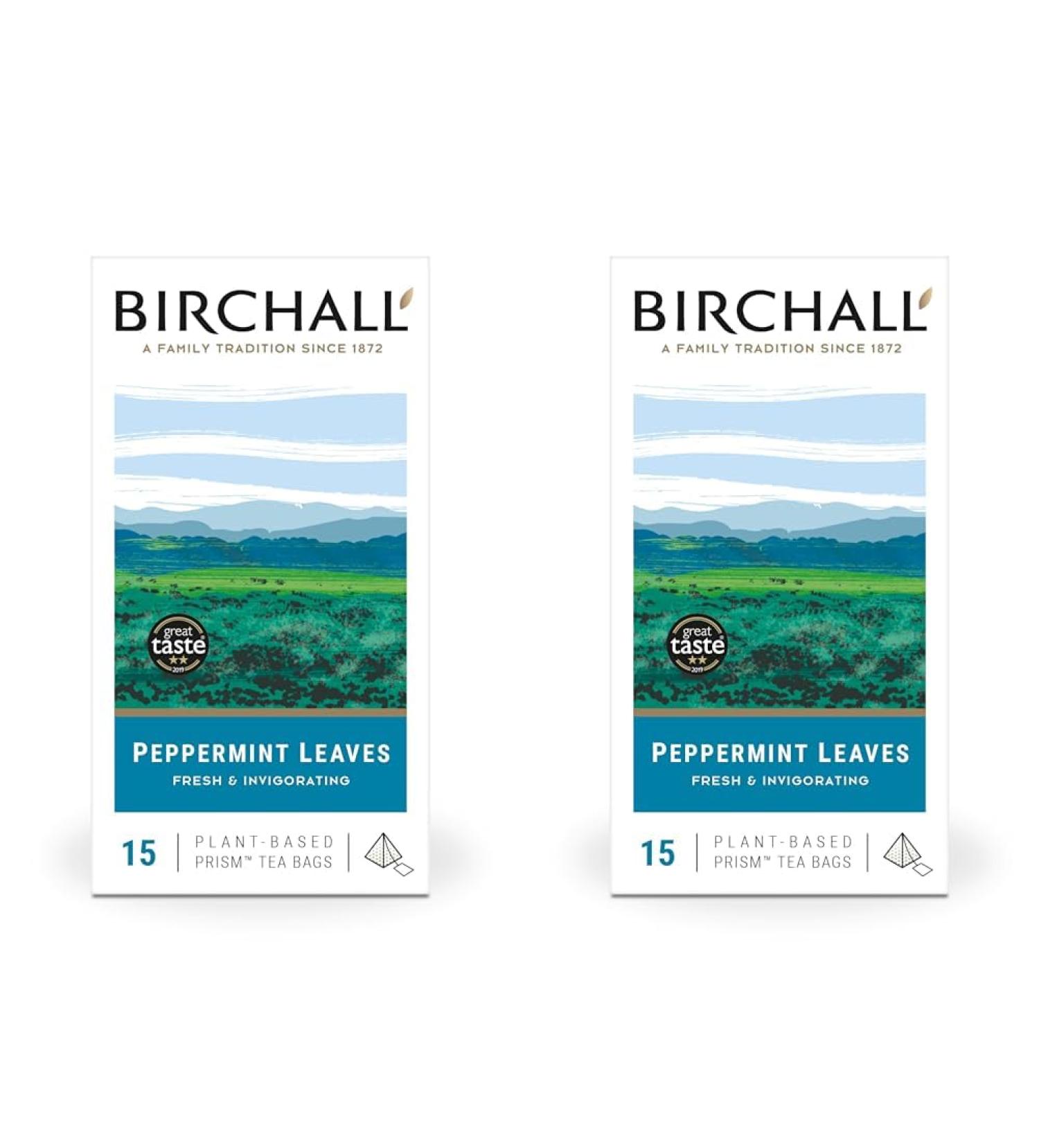 Birchall Tea Bags Peppermint Tea Gift Set Caffeine Free Tea Bursting with Full Flavour Perfect Vegan Gifts 15 Plant-Based Prism Tea Bags (Pack of 2) - Buy Online on GoSupps.com