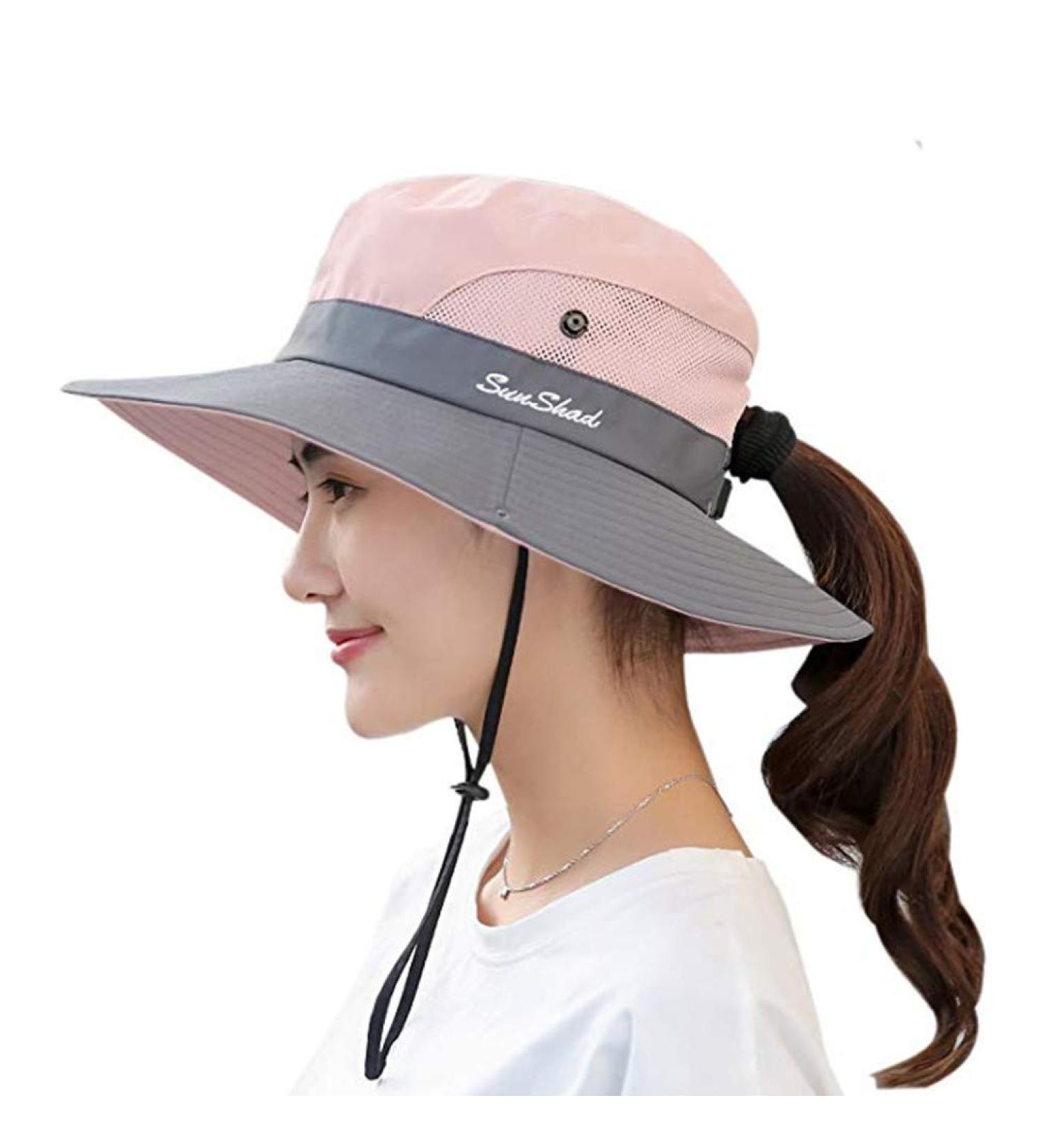 UPF 50+ Waterproof Pink Sun Hat for Women - Wide Brim UV Protection Bucket Boonie Hat - Buy Online on GoSupps.com
