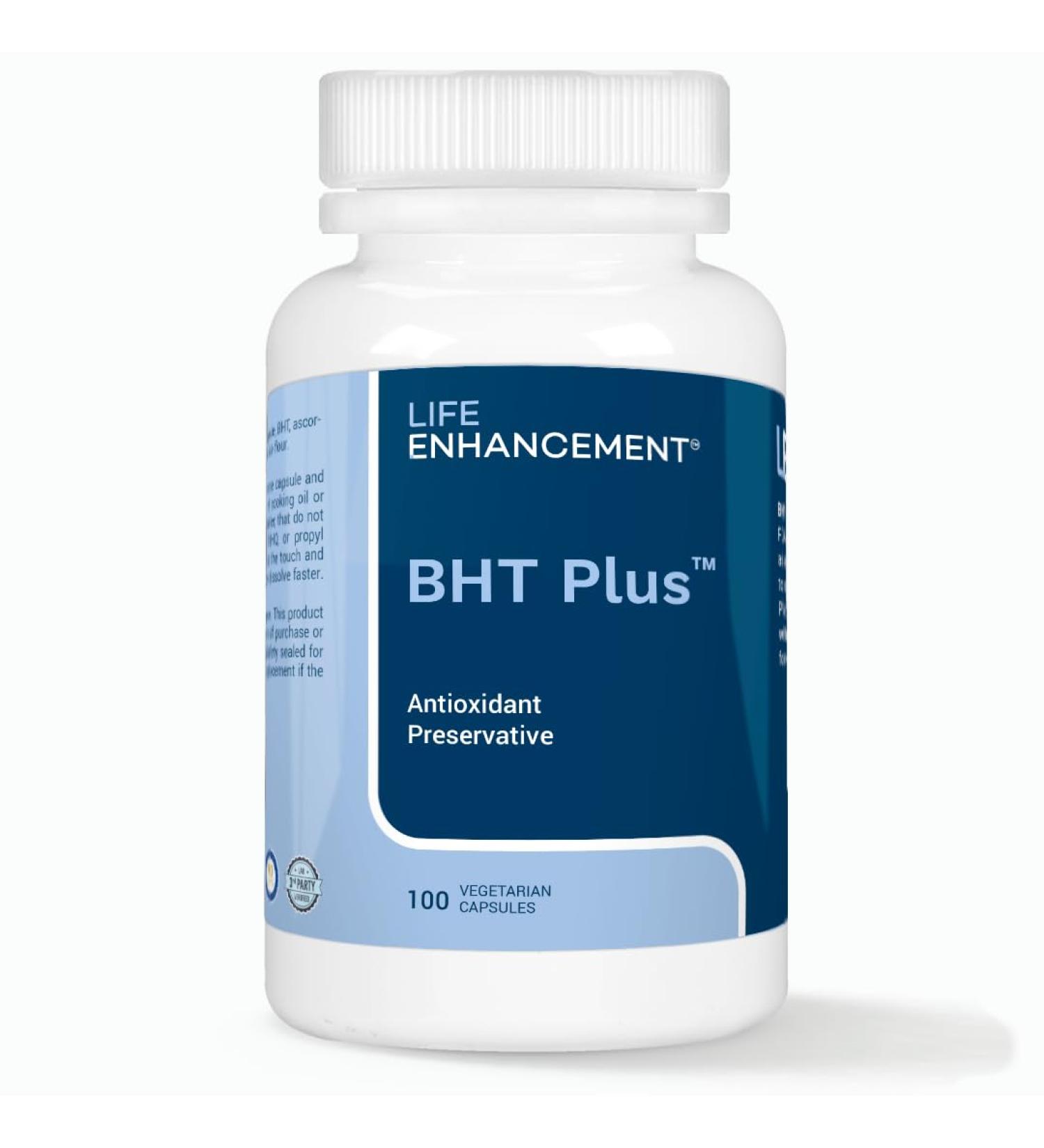 Life Enhancement BHT Plus - Antioxidant Preservative - 180mg BHT and 80mg Vitamin C (Ascorbyl Palmitate) - 100 Serving