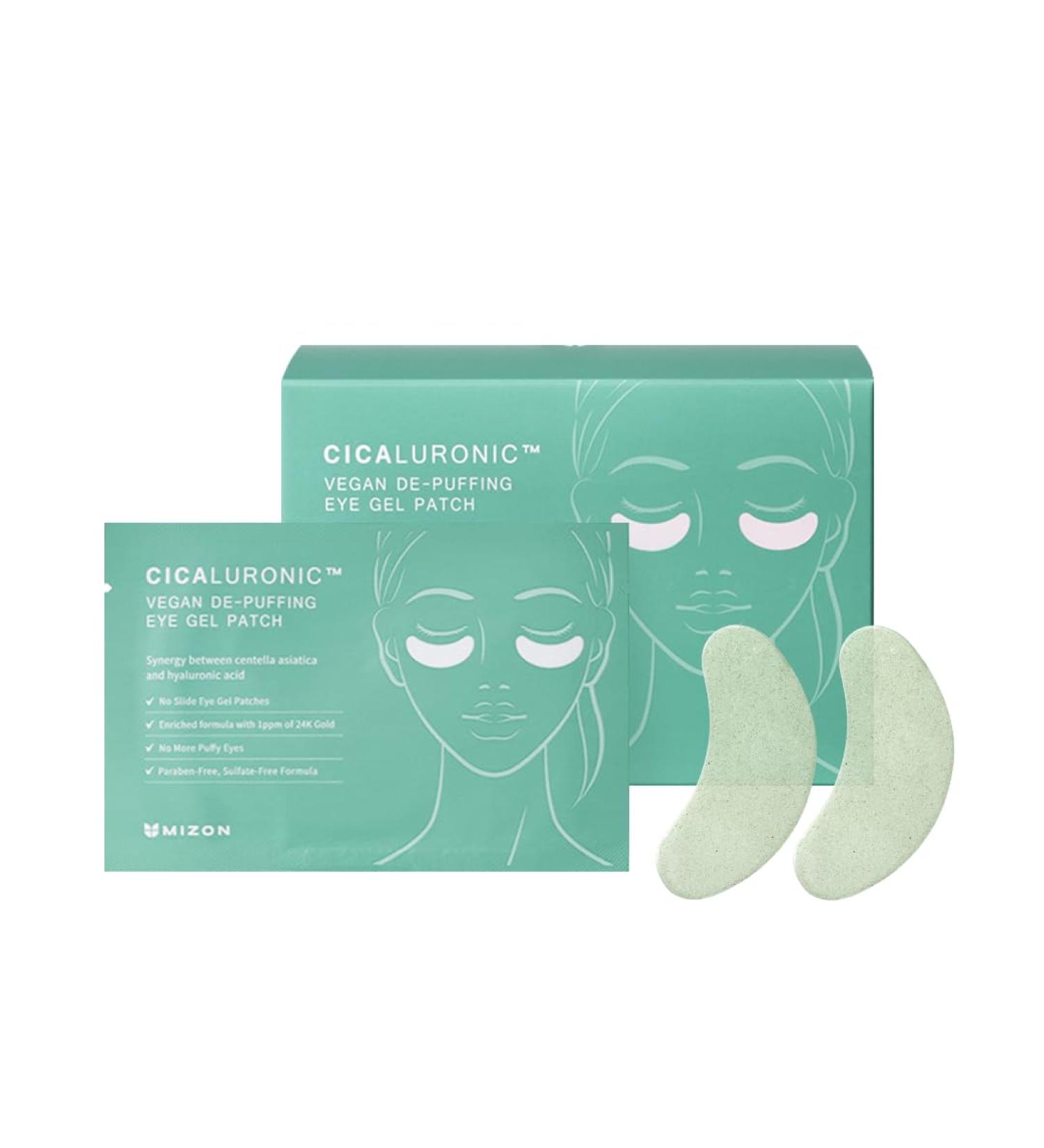 MIZON Cicaluronic Vegan Eye Gel Patches - 24K Gold Cica Under Eye Masks for Puffiness Dark Circles & Wrinkles (21 Pairs) - Shop Internationally - Buy Online on GoSupps.com