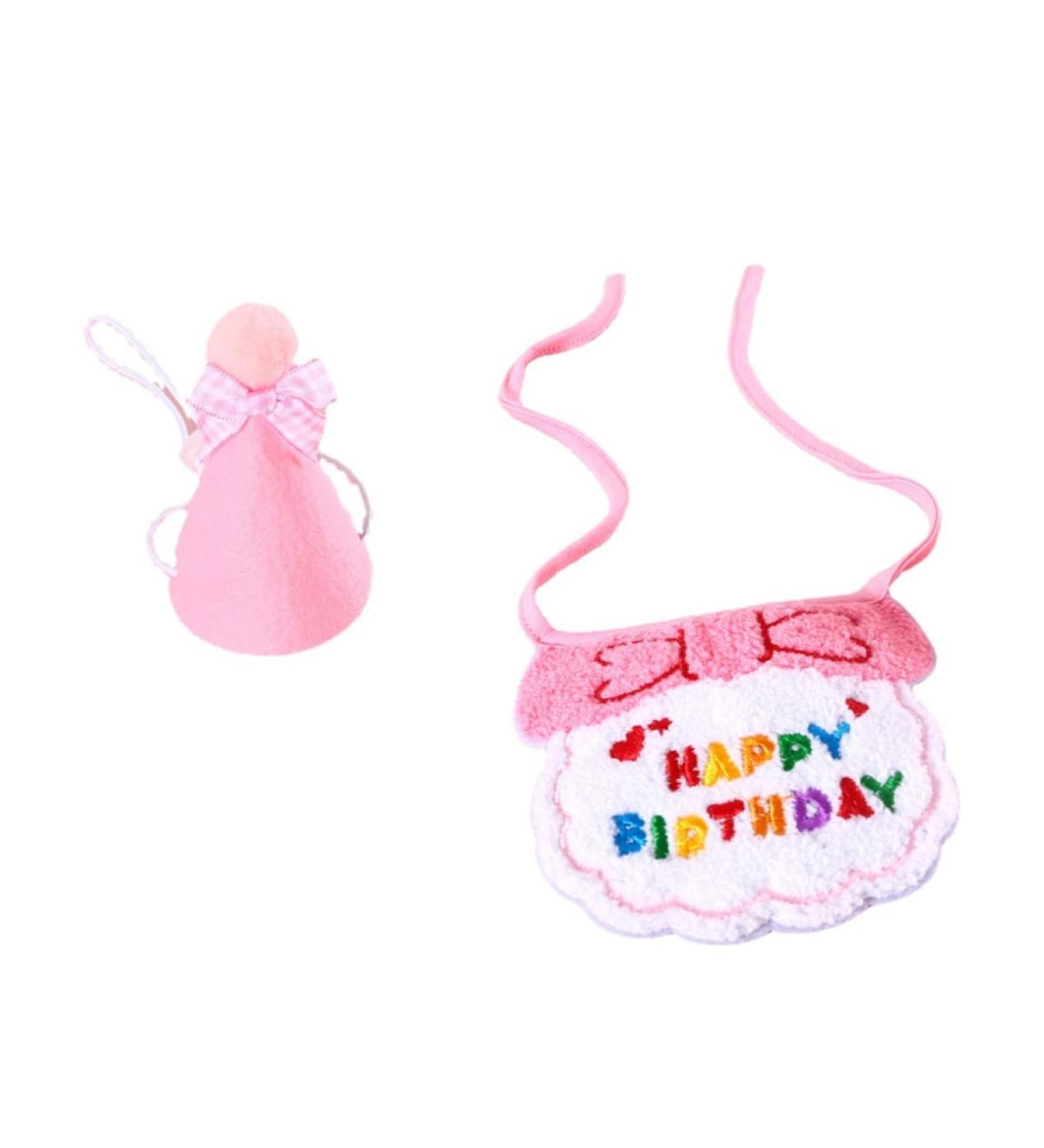 Zhouocea 2 Pcs Cat Birthday Bandana Pink Pet Puppy Birthday Bandana Scarf Party Hat Accessories Cute Birthday Hat for Dog Cat Pet Birthday Party Supplies (Pink) - Buy Online on GoSupps.com