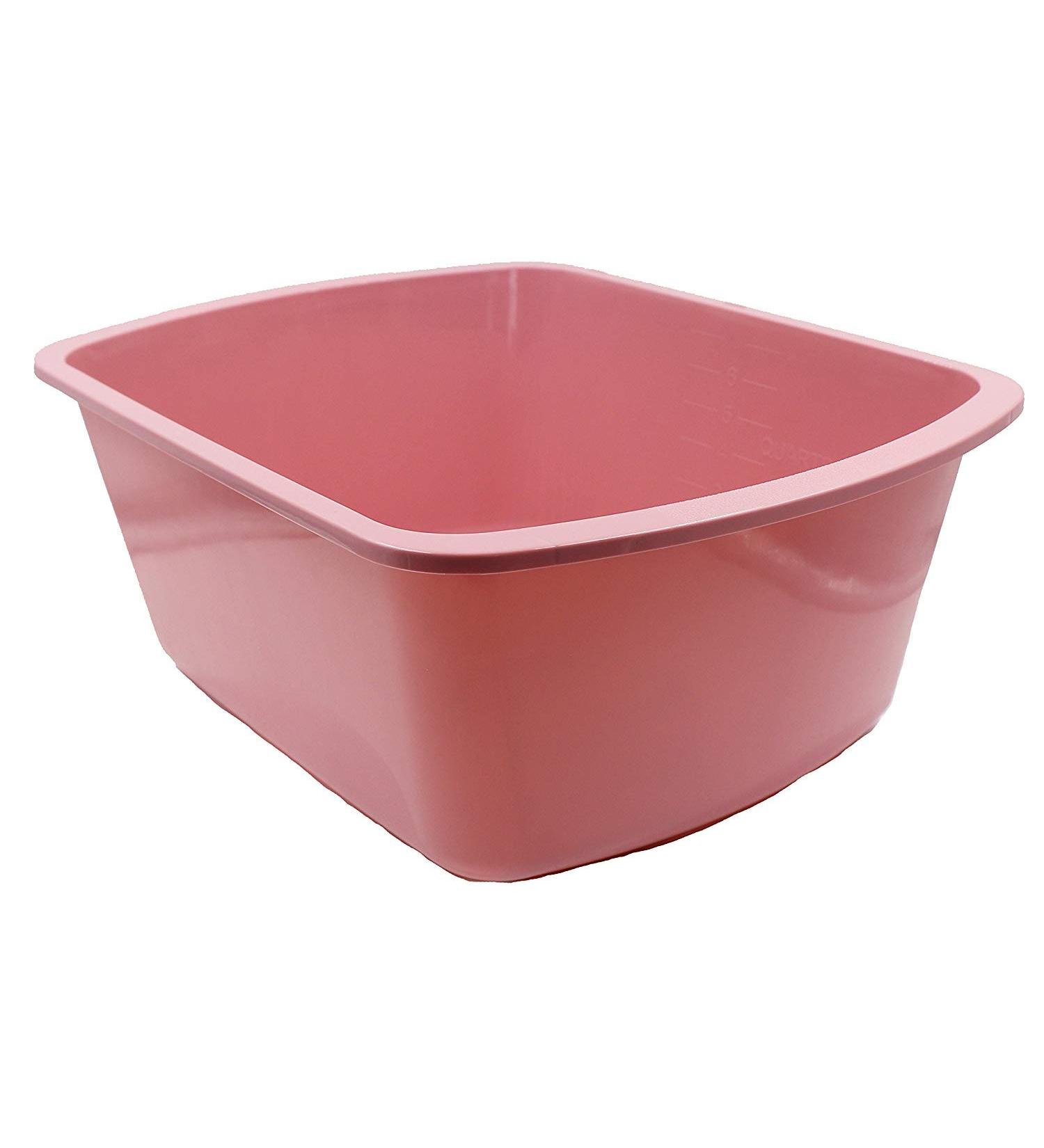 Pack of 2 Portable Rectangular Plastic Wash Basin, 6 Quarts with Graduations - Rose - Buy Online on GoSupps.com