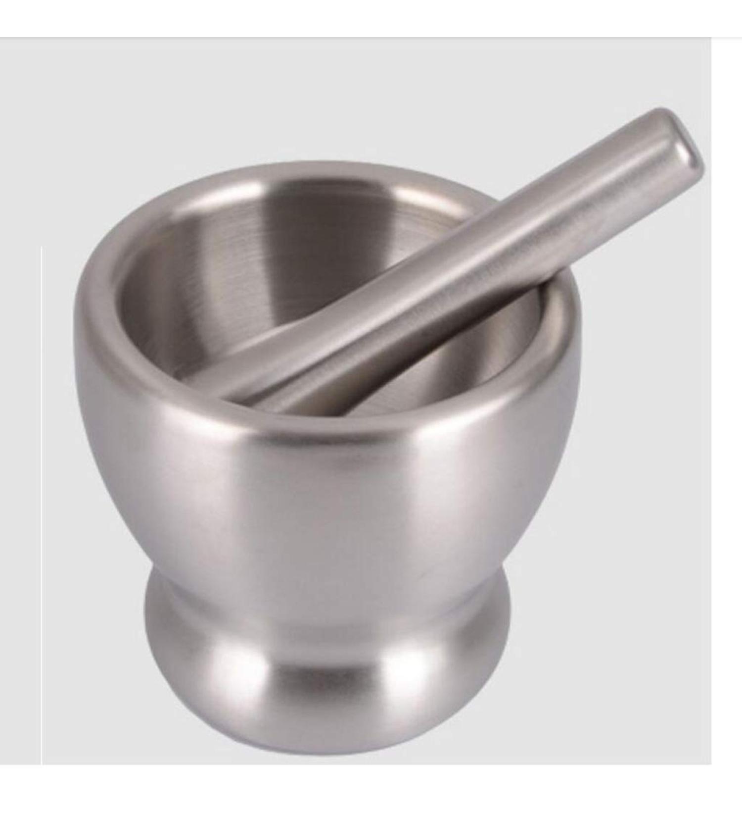 SHAOHUASC Brushed Stainless Steel Mortar and Pestle Pill Crusher Spice Grinder Herb Bowl Pesto Powder Grinder Compatible with Crushing Grinding with Anti Slip Base - Buy Online on GoSupps.com