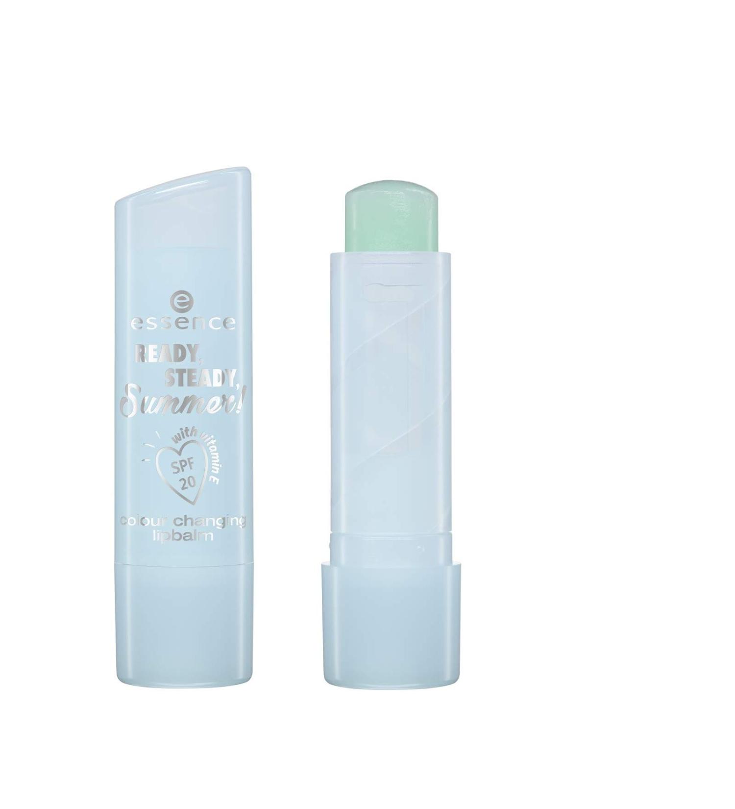 Essence Ready Steady Summer!Color Changing Lipbalm No. 01 Don't Stop Til You Drop Contents: 3.9g lip care stick with sun protection factor 20. Color change from light blue in pink.Lip care stick