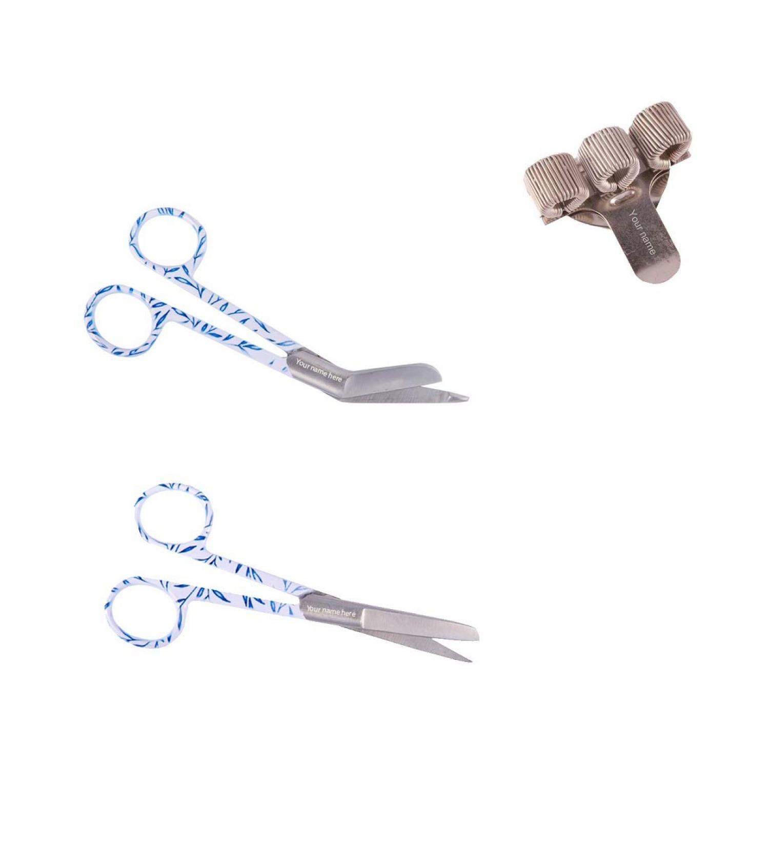 Nursing scissors set and pen holder with engraving for nurse (porcelain)
