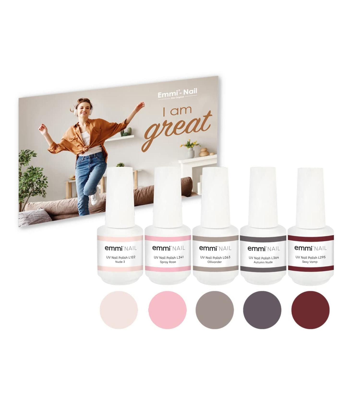 Emmi Nail Shellac UV Varnish Set 'I am Great' - Durable Natural Nail Reinforcement & High Gloss Finish for Perfect Nails - Buy Online on GoSupps.com