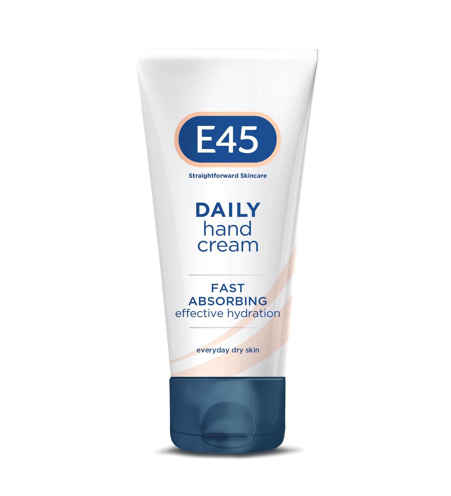 E45 Daily Hand Cream E45-50ml - For Very Dry Hands - Moisturizing Cream for Dry and Sensitive Hands - Non Greasy Hand Repair Cream - Absorbent Formula - Buy Online on GoSupps.com