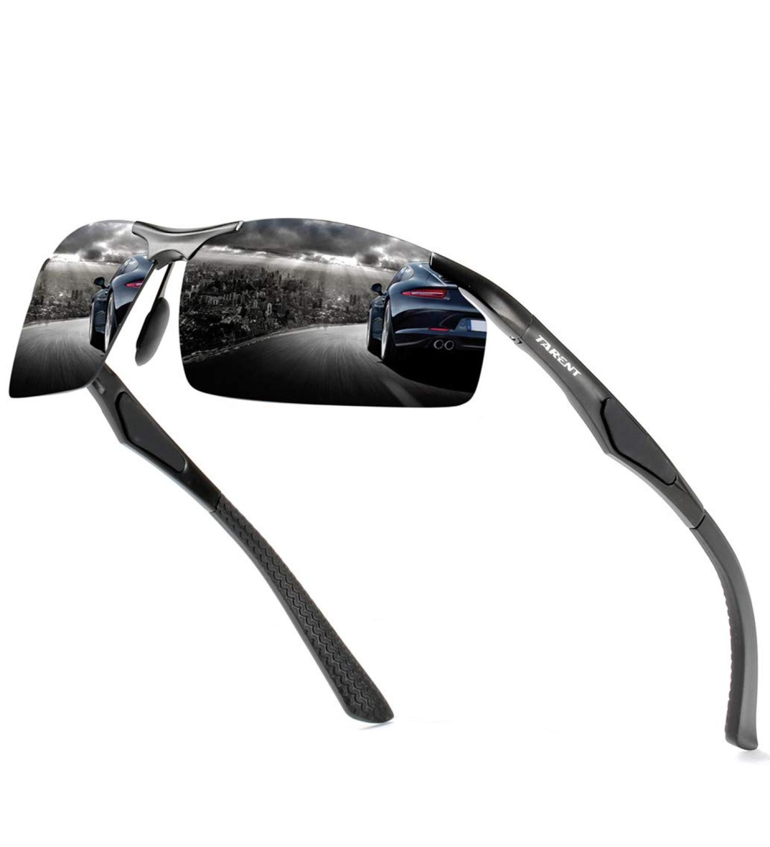 High-Quality Polarized Men's Sunglasses | AL+MG Frame | Perfect for Sports Driving Hiking Golf & Fishing - All-Black - Buy Online on GoSupps.com