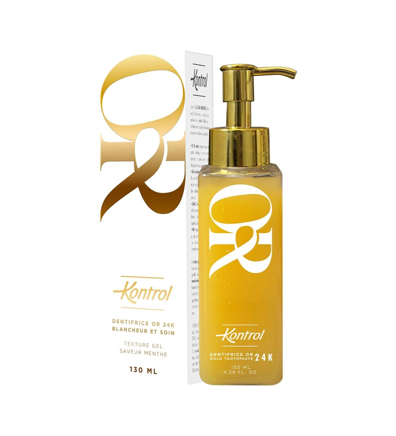  Kontrol 24K Gold Toothpaste Kontrol Whiteness and Care 130 ml | Premium Gel Fresh Mint Flavour | Natural Shine and Enamel Protection - Buy Online on GoSupps.com