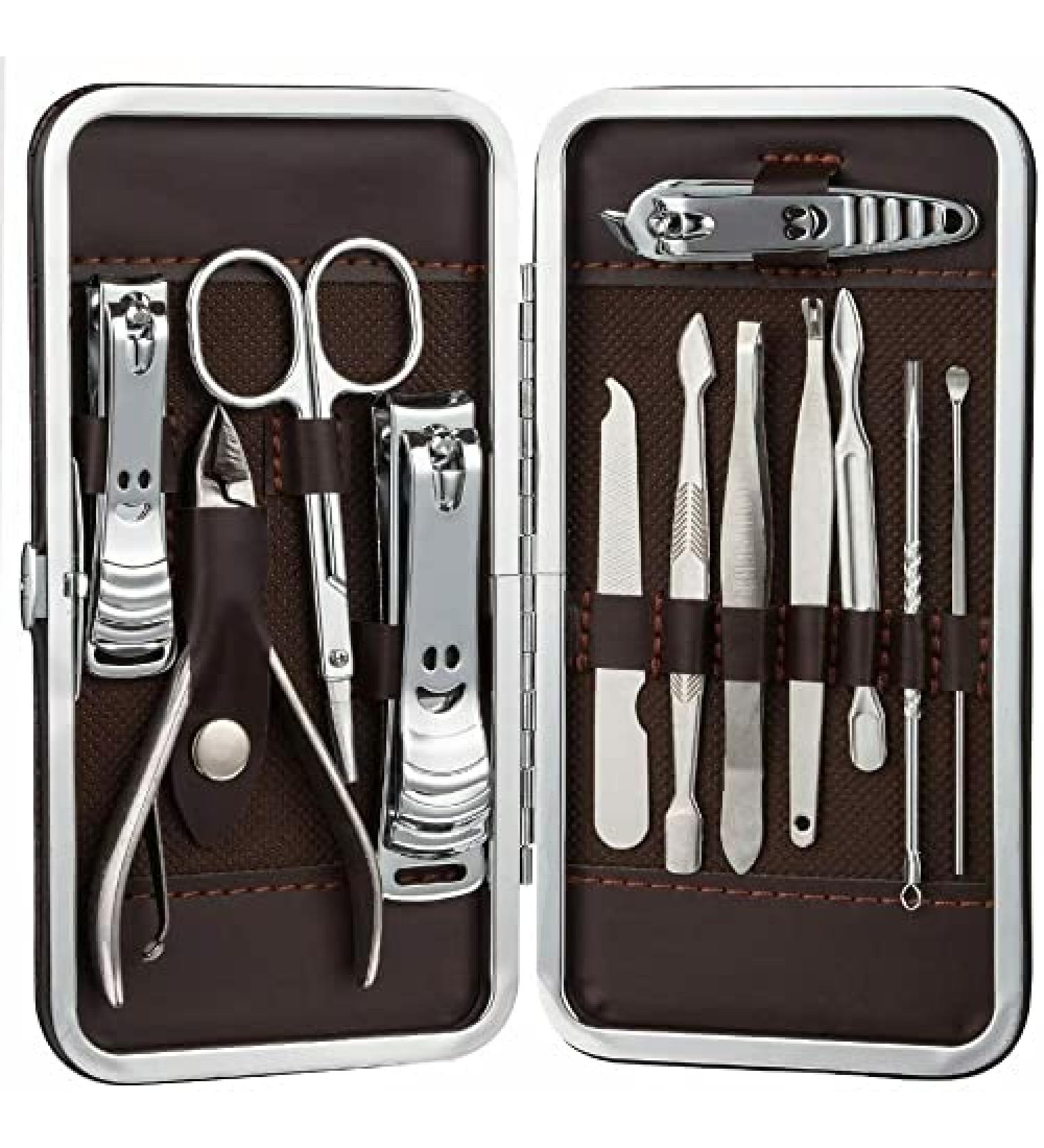 Manicure Set Nail Clippers Grooming Kit for Thick Nails Cuticle Remover Toe Nail Toenail Care Cutter Pedicure Travel Tool Kit Set Men Women Girls Boys - Buy Online on GoSupps.com