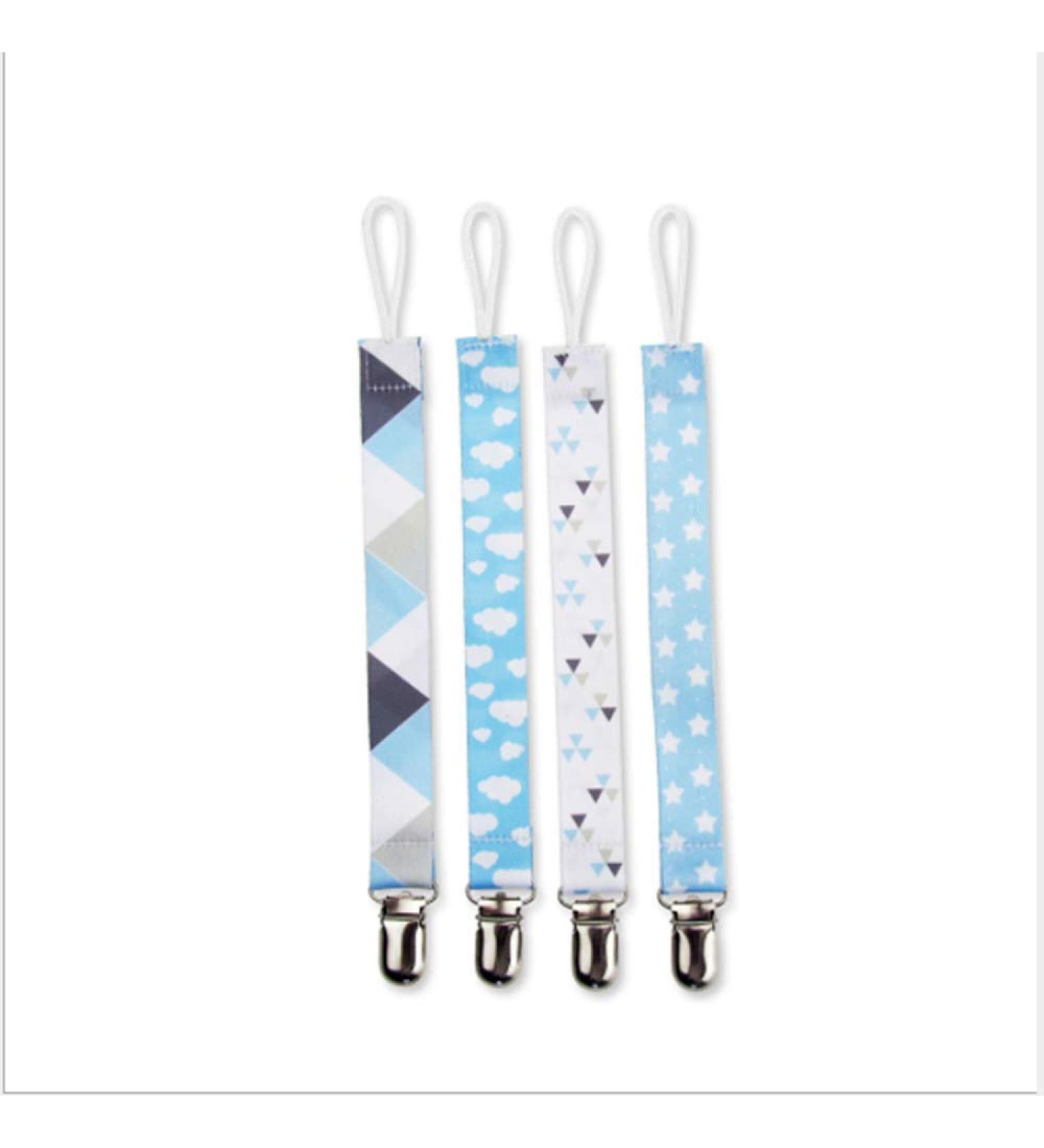 Culasign 4-Piece Pacifier Strap Set | Unisex Baby Pacifier Chains & Clips | Cotton & Plastic Bib Friendly | Triangle Design - Buy Online on GoSupps.com