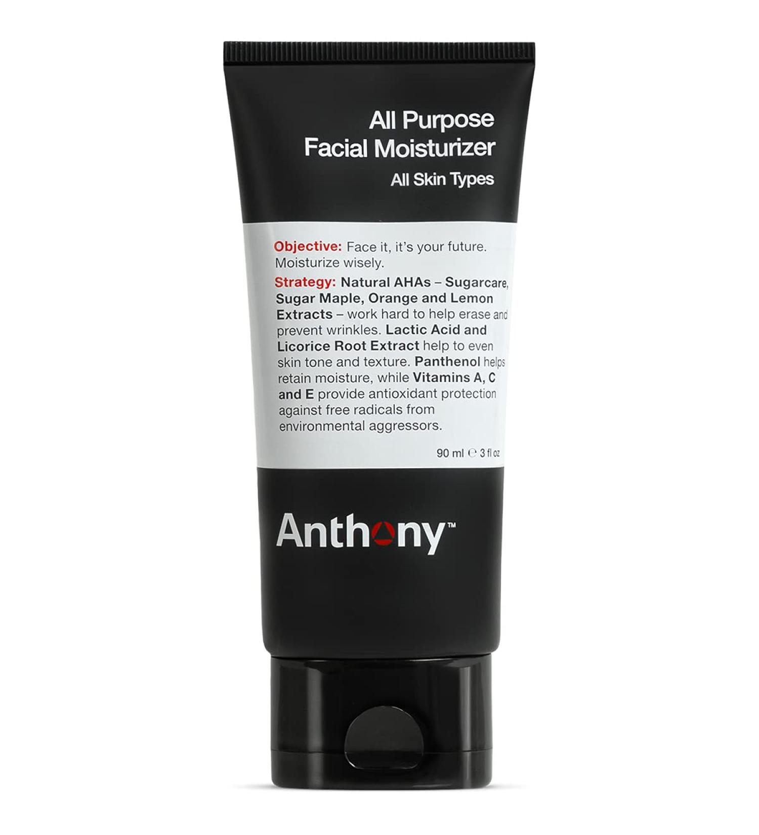 Anthony Men's All-Purpose Facial Moisturizer 3 Fl Oz - Hydrating & Anti-Aging Lotion for Dry Skin - Buy Online on GoSupps.com