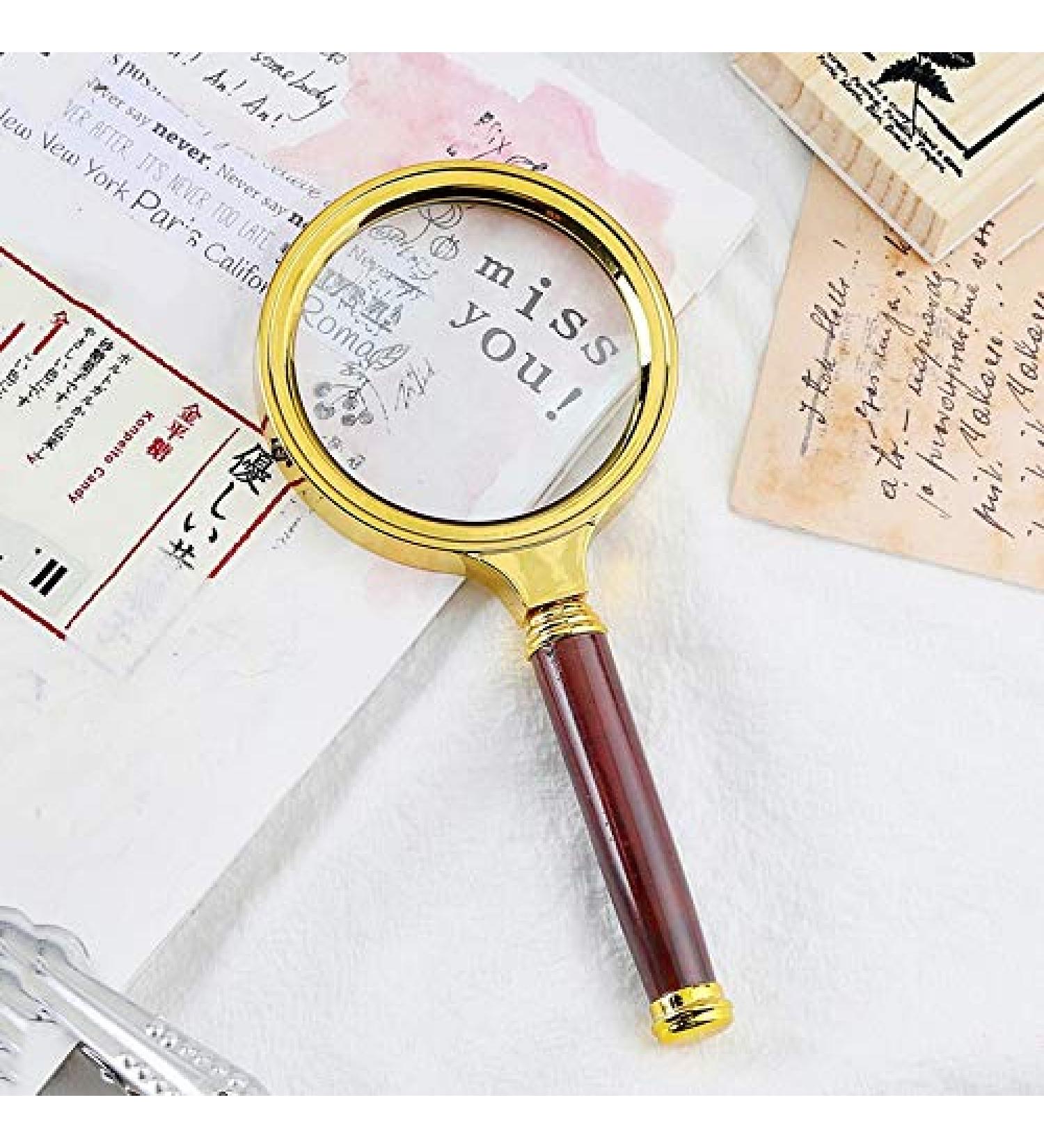 Magnifying Portable Handheld 10X Magnifying Glass 60mm 70mm 80mm 90mm Retro Handle Magnifier Eye Loupe Glass (Color : As pic4 Size : 10X) Good Times - Buy Online on GoSupps.com