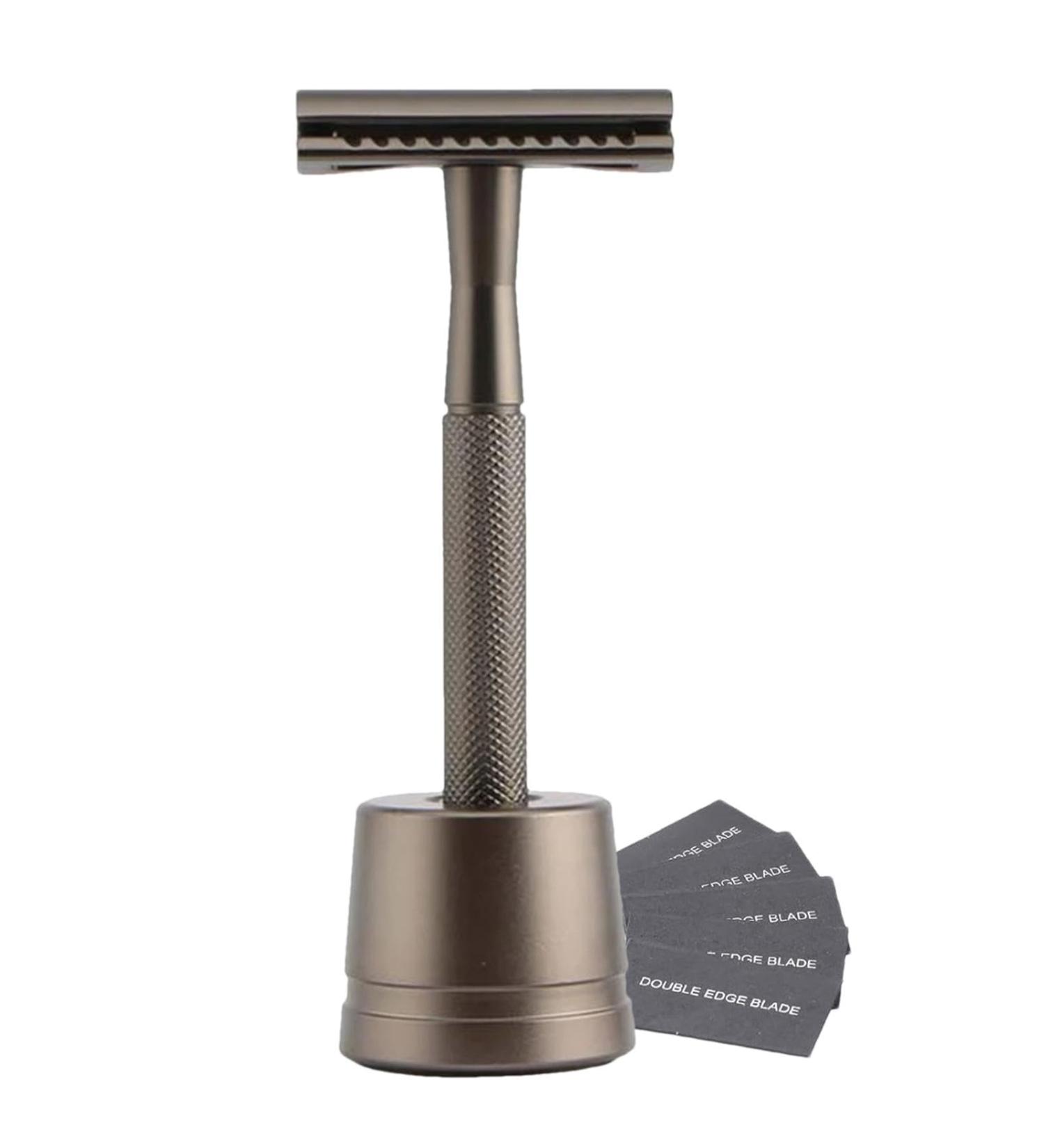 Safety Edge Razor for Men - Travel-Friendly Double Edge Metal Razor 14.5 5 3.5cm - Premium Supply Razor - Buy Online on GoSupps.com