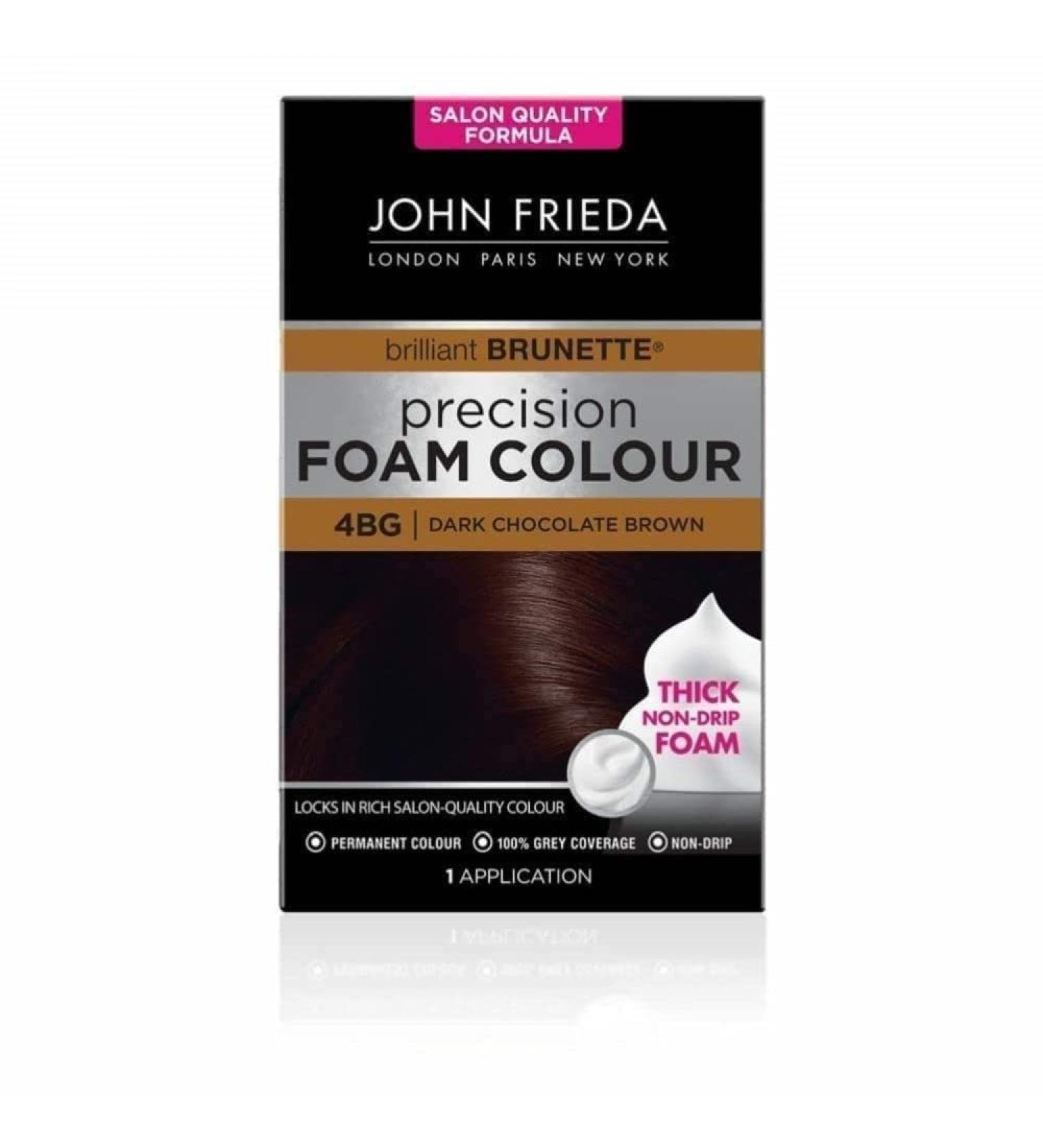 John Frieda Precision Foam Colour 4Bg Salon Finish Hair Dye 100 Percent Grey Coverage Dark Chocolate Brown 1 Count (Pack Of 1) Dark Chocolate Brown 1 count (Pack of 1)