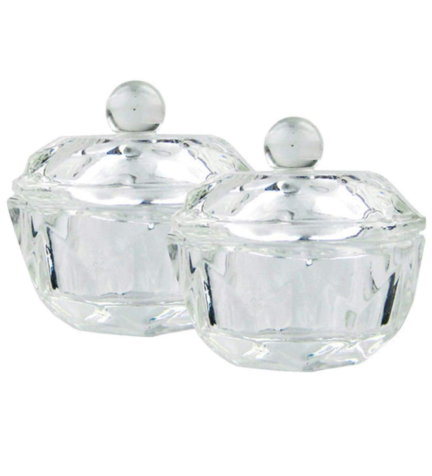 Fomiyes 2PC Clear Nail Art Acrylic Dappen Bowls - Glass Crystal Cups with Lids for Manicure Care Tools - Buy Online on GoSupps.com
