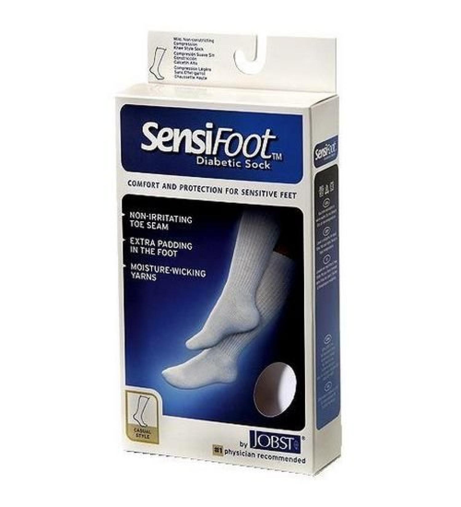 SensiFoot - Crew Length 8-15mmHg Compression Diabetic Support Socks (Extra Small Brown)