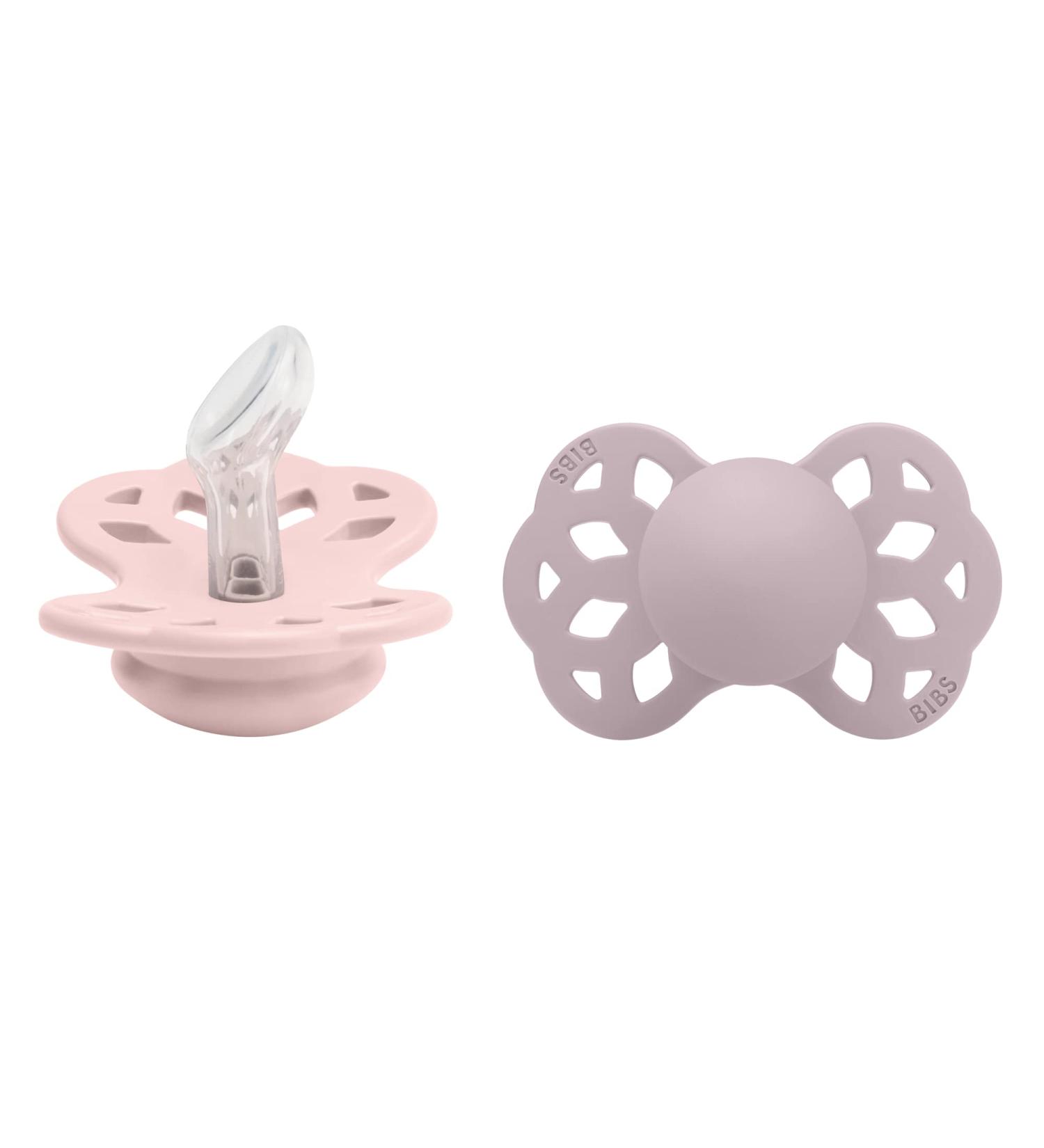 BIBS Infinity Collection Pacifiers - Blossom/Dusky Lilac | BPA-Free | Made in Denmark | 0-6 Months | Set of 2 - Buy Online on GoSupps.com