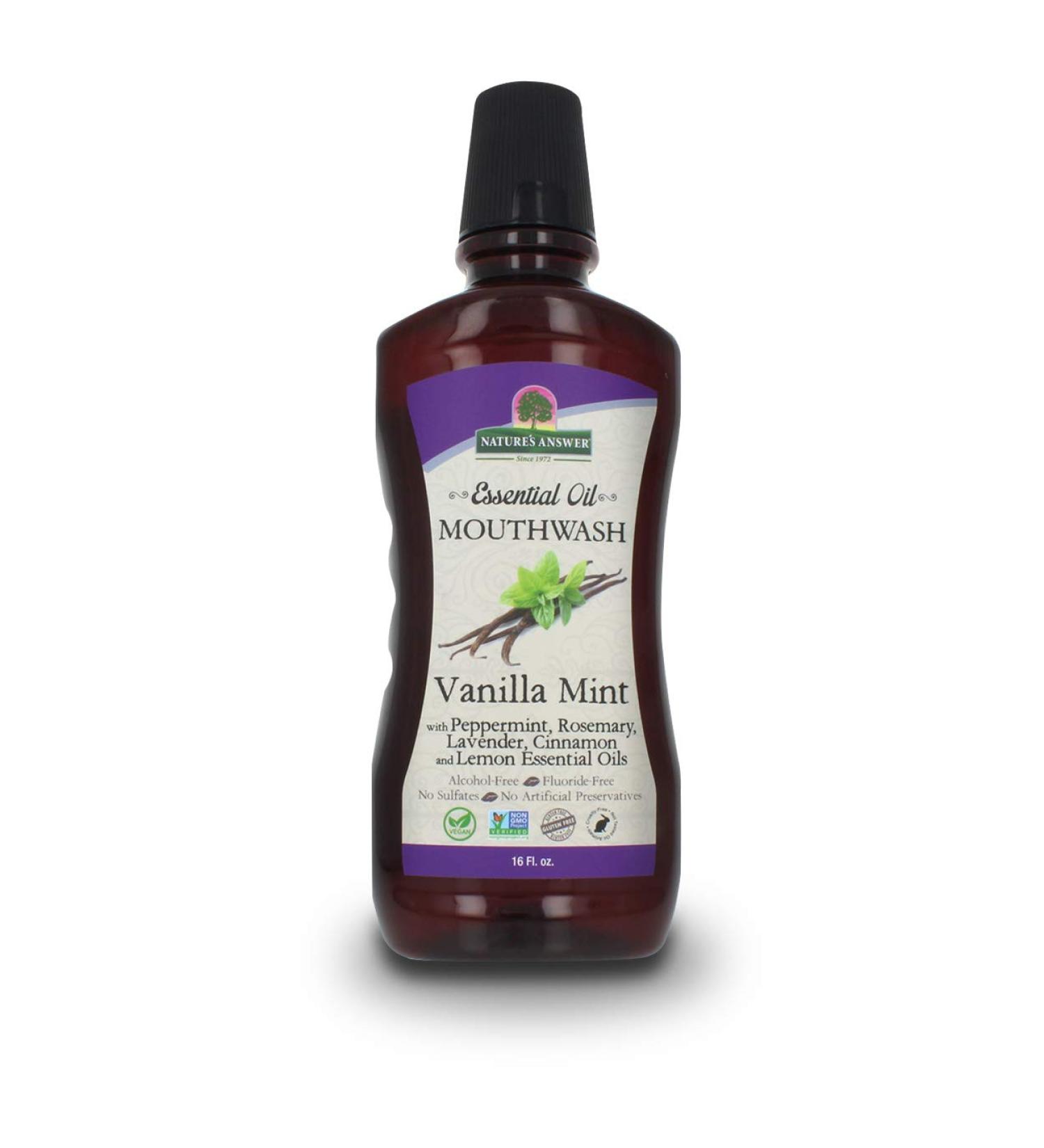 Nature's Answer Vanilla Mint Essential Oil Mouthwash 16 fl oz - Refreshing Oral Care - Buy Online on GoSupps.com