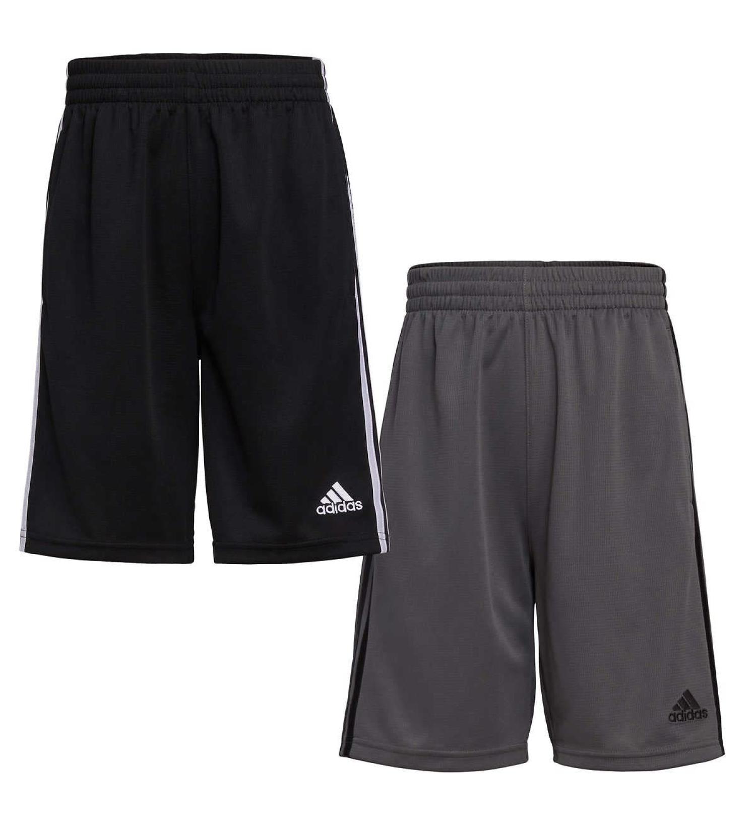 adidas Youth 2-Pack 3 Stripes Shorts in Black/White & Dark Grey/Black - Size Large - Buy Online on GoSupps.com
