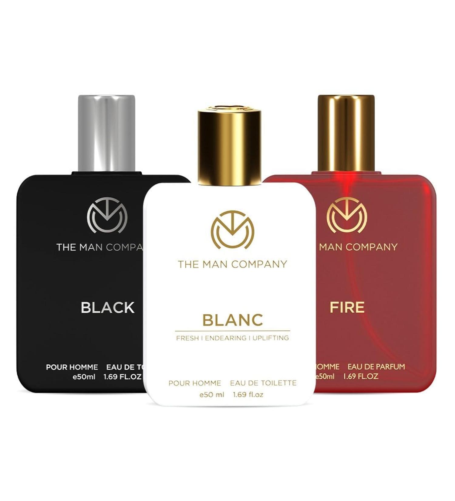 The Man.Company Eau de Toilette Trio 50ml each - Fire Blanc Black | Perfume for Men | Premium Luxury Long-Lasting Perfume Spray | Gift for Him - Buy Online on GoSupps.com