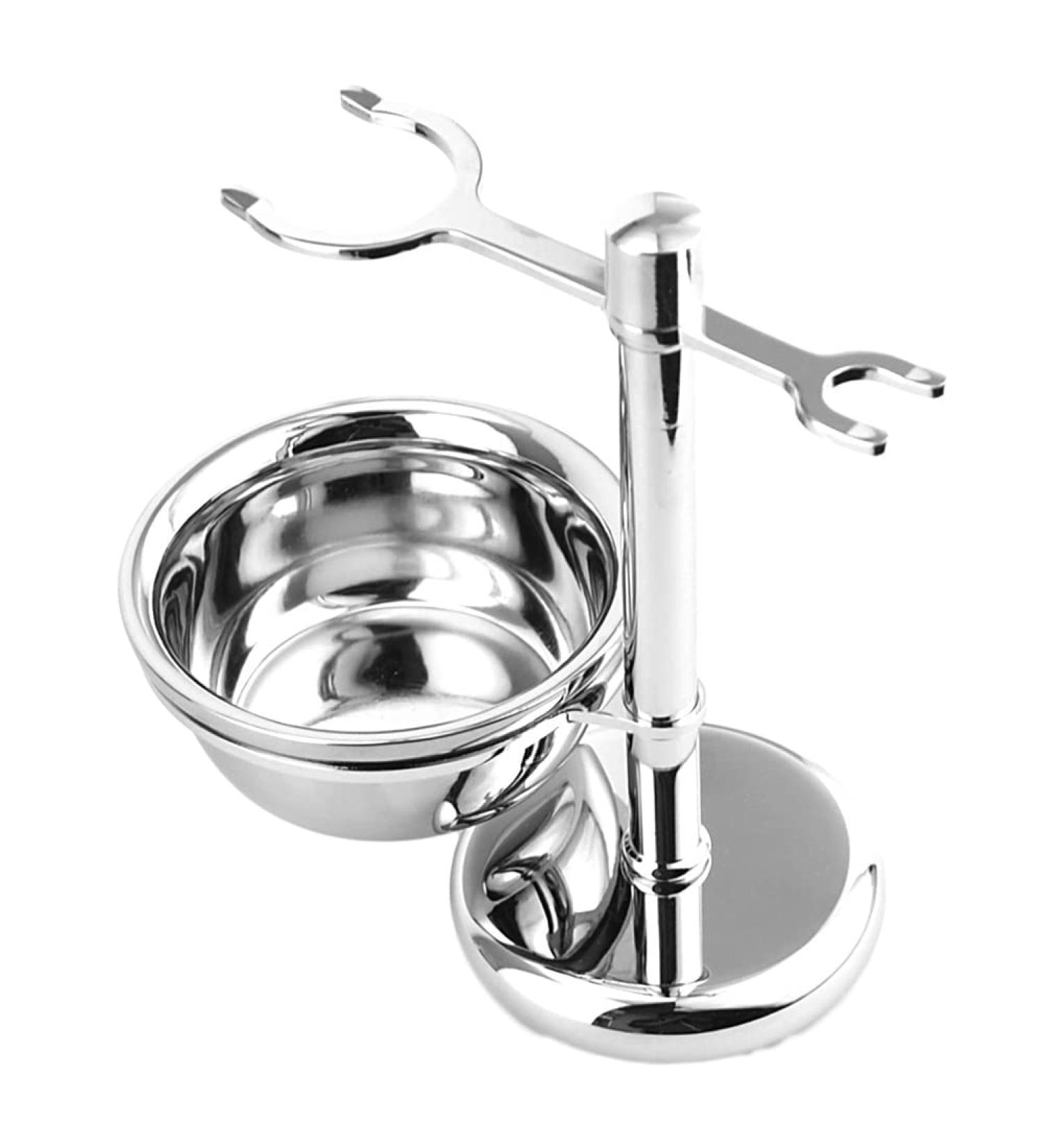 NSNT Exquisit Men's Shaving Brush Set - 15cm Silver Zinc Alloy Holder Universal Soap Shell for Salon & Hotel Use - Buy Online on GoSupps.com