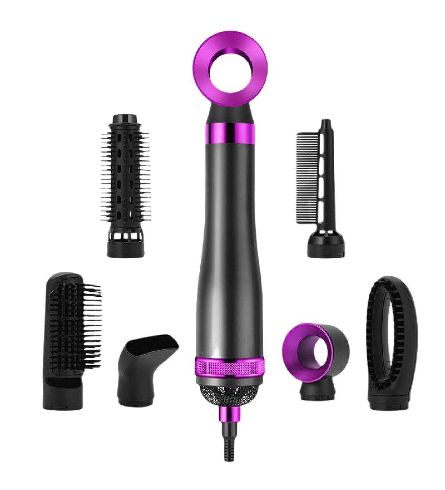 6 in 1 Hot Air Brush - Professional 800W Styler for Curling Volumizing & Straightening - Interchangeable Brush Head - Ships Internationally - Buy Online on GoSupps.com