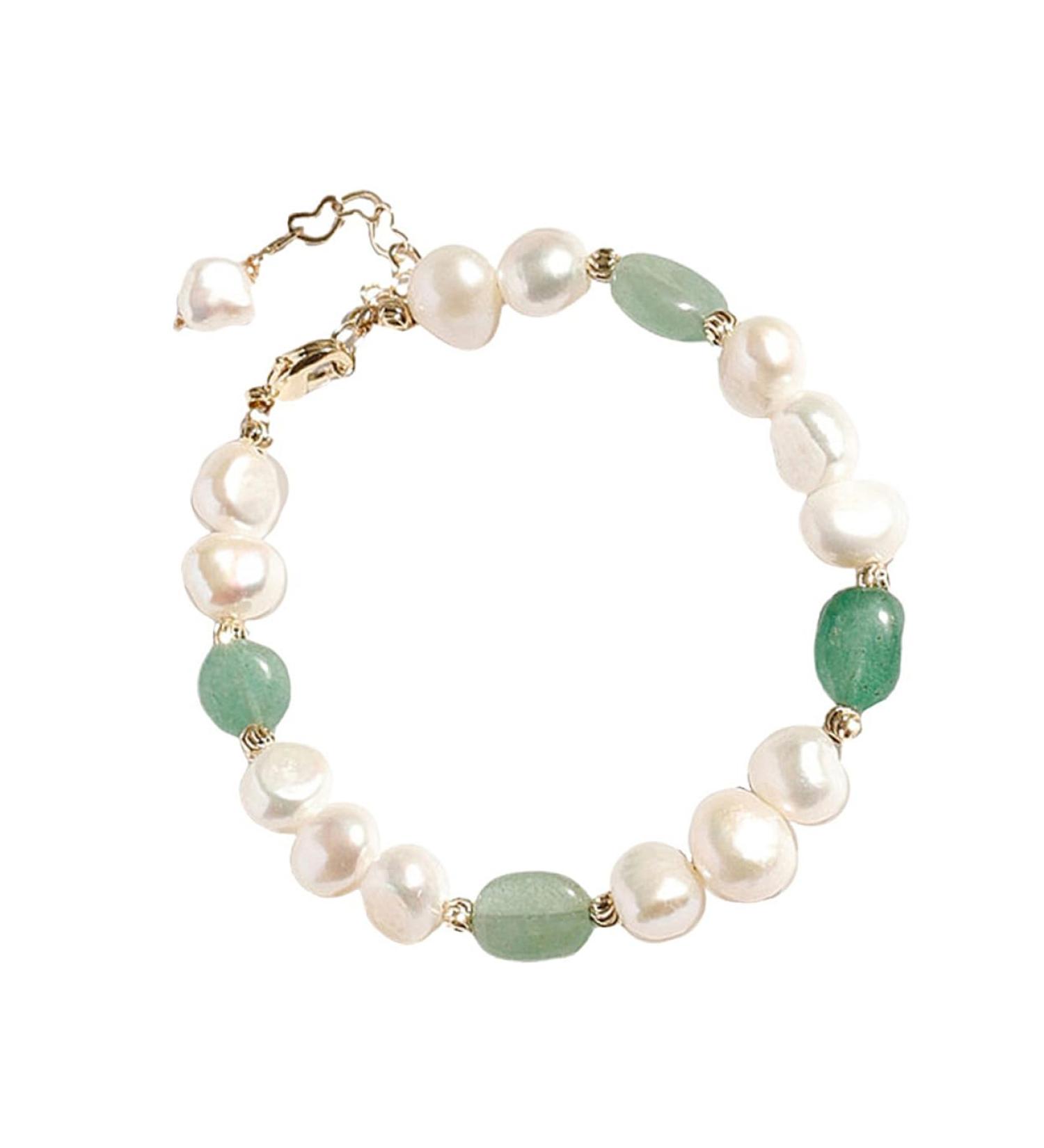 COLLBATH Charm Bracelet Mothers Day Pearl Bracelet Green Aventurine Bracelet Wrist Chain Fashion - Buy Online on GoSupps.com
