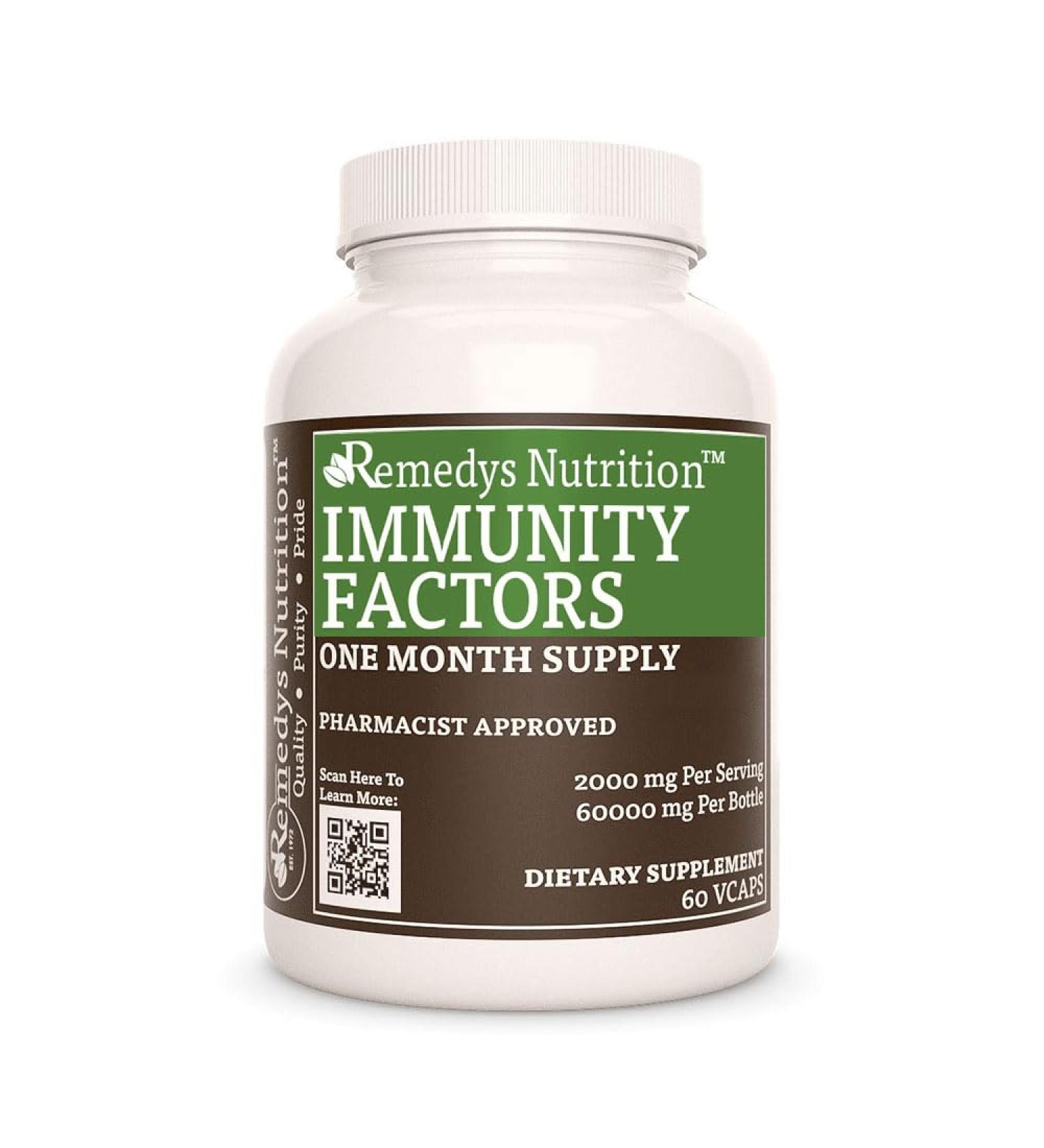 Remedy's nutrition Immunity Factors | 1 000mg 60 Vegan Capsules Herbal Dietary Supplement | Two Month Supply - Buy Online on GoSupps.com