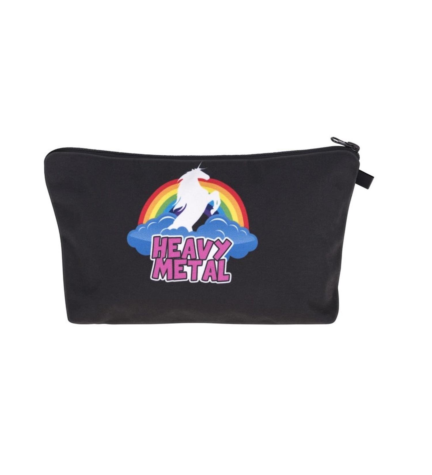 Shop Hanessa Black Unicorn Rainbow Cosmetic Bag - Zipper Makeup & Culture Pencil Case | International Shipping - Buy Online on GoSupps.com
