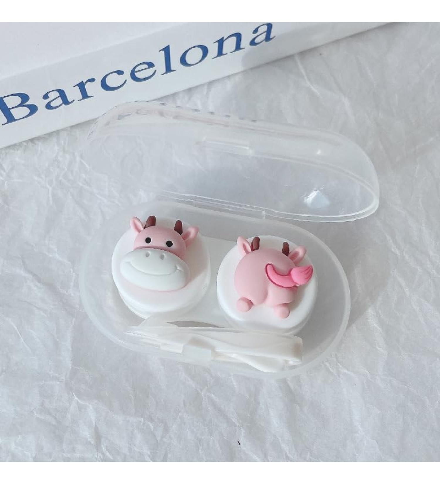 Portable Mini Contact Lenses Case - Cute Cartoon Travel Set for Girls - Cow Design - Ideal Gift & Lens Container - Buy Online on GoSupps.com
