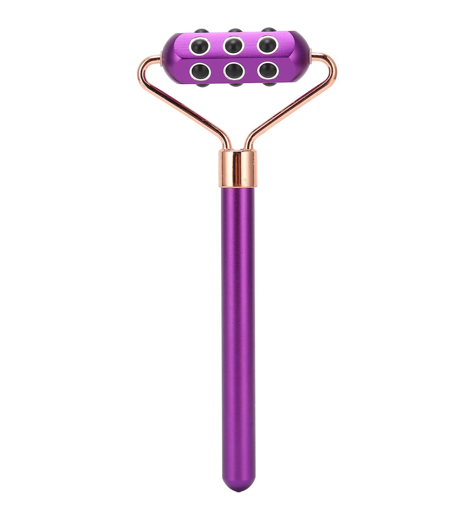 18 Germanium Stones Face Massage Roller - Portable Facial Care Tool for Home & Gifts | Purple - Buy Online on GoSupps.com