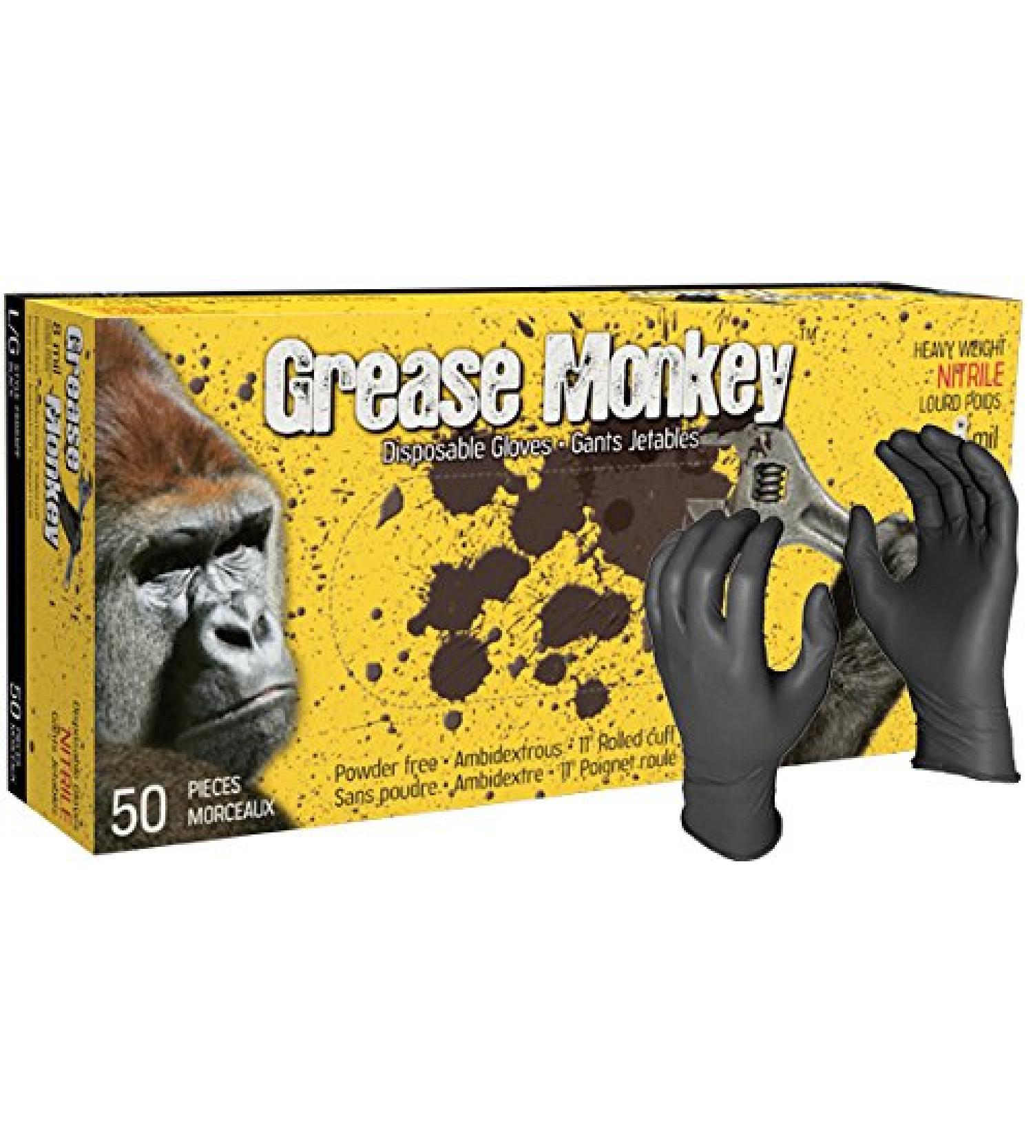 Watson Gloves Grease Monkey Disposable Nitrile Glove - 8 Mil Thickness Powder-Free Abrasion and Puncture Resistance 50 Gloves/Box (XXLarge 5555PF)