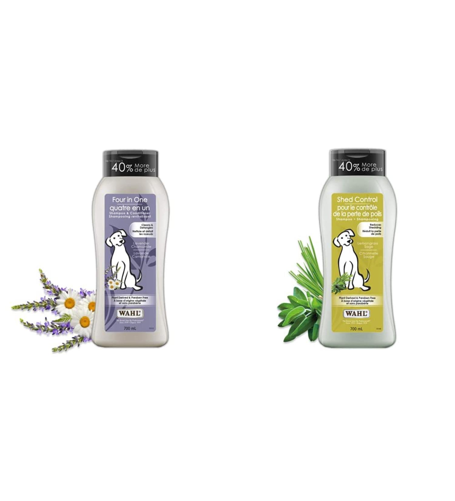 Wahl Canada Four in One Dog Shampoo & Conditioner (58318) + Wahl Canada Dog Shed Control Shampoo (58323) Shampoo & Conditioner + Shampoo 700ml - Buy Online on GoSupps.com