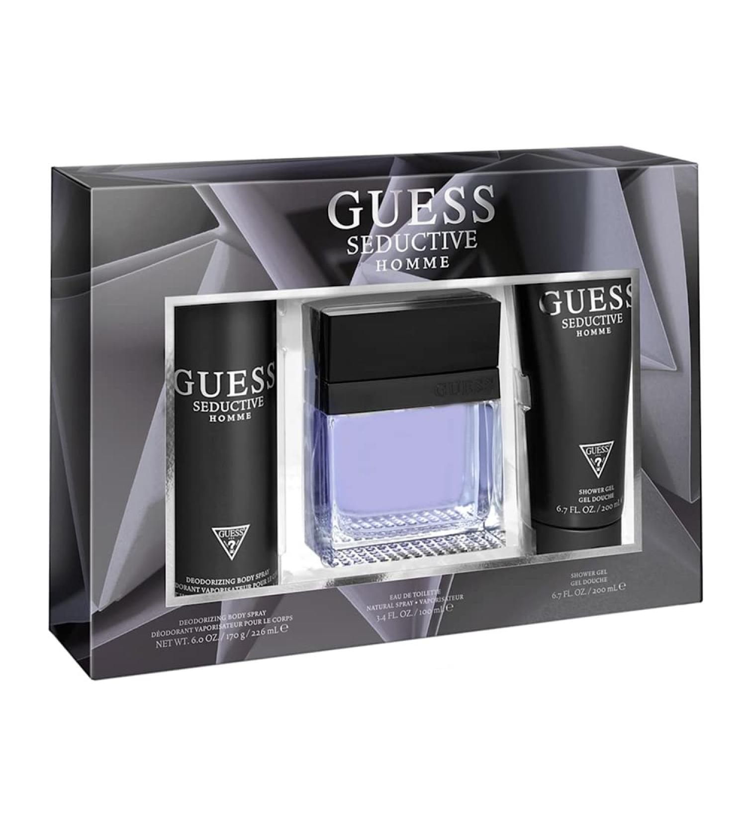 GUESS Factory Seductive 3 Pc Gift Set 3.4oz EDT Spray 6oz Deodorizing Body Spray 6.7oz Shower Gel GIFTSET - Buy Online on GoSupps.com