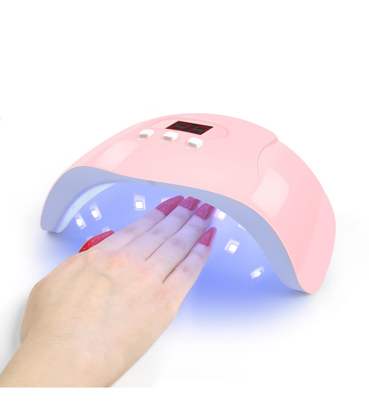 Pink U V LED Nail Lamp For Home Salon 36W Gel Polish Nail Dryer Curing Lamps With 3 Timer Presets Auto Sensor USB Cord Nail Art Tools for Manicure Pedicure - Buy Online on GoSupps.com